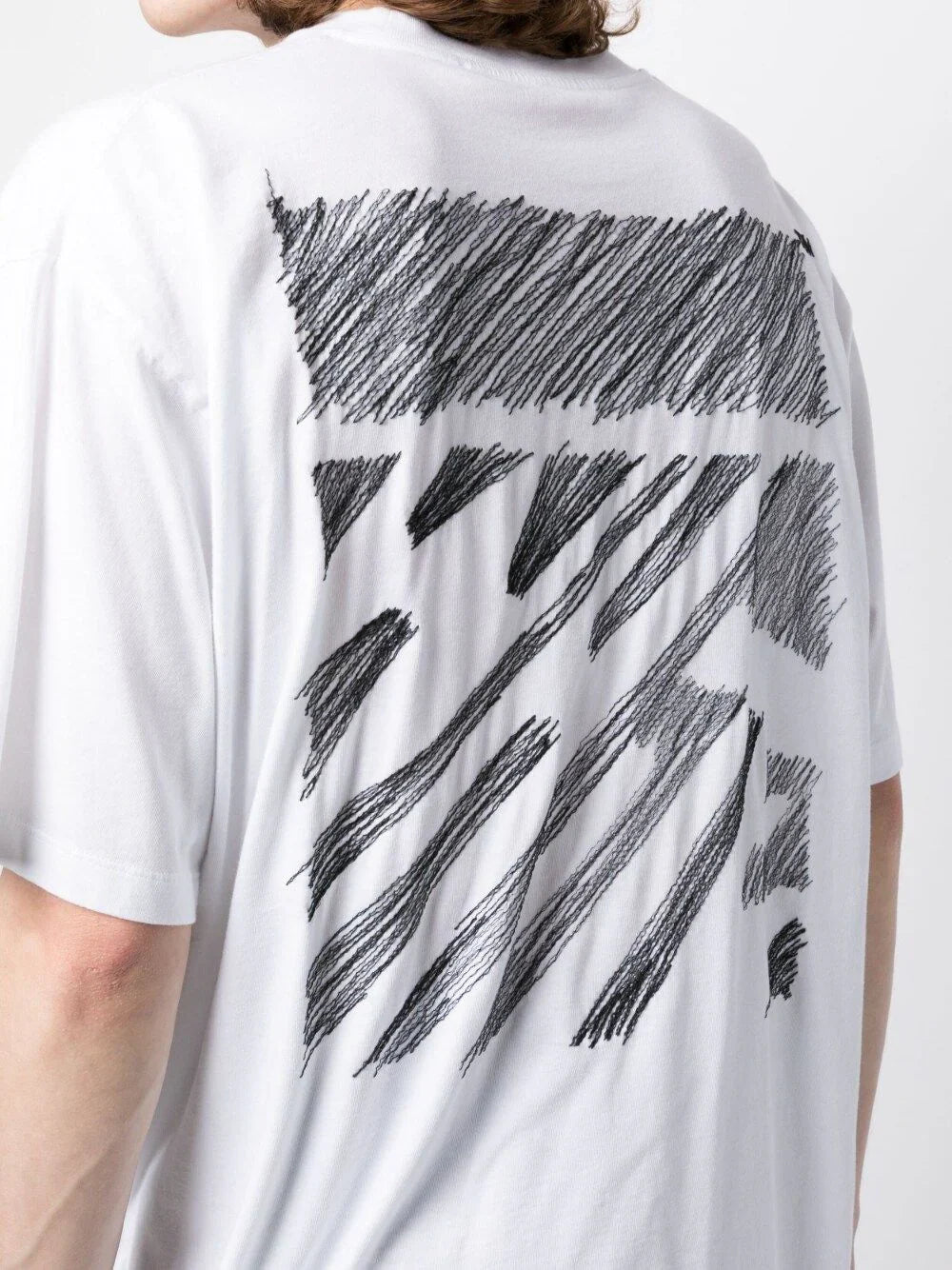 MEN SCRIBBLE DIAG OVER S/S TEE WHITE BLACK WHITE - 3