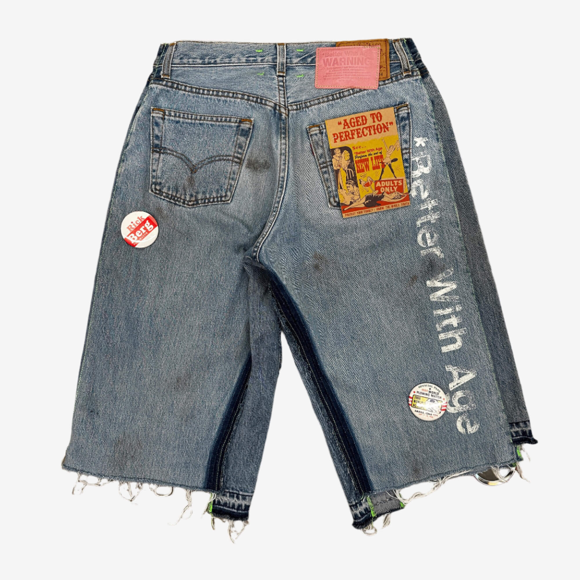 Better With Age Campaign Triple Wide Long Denim Shorts Indigo - 14