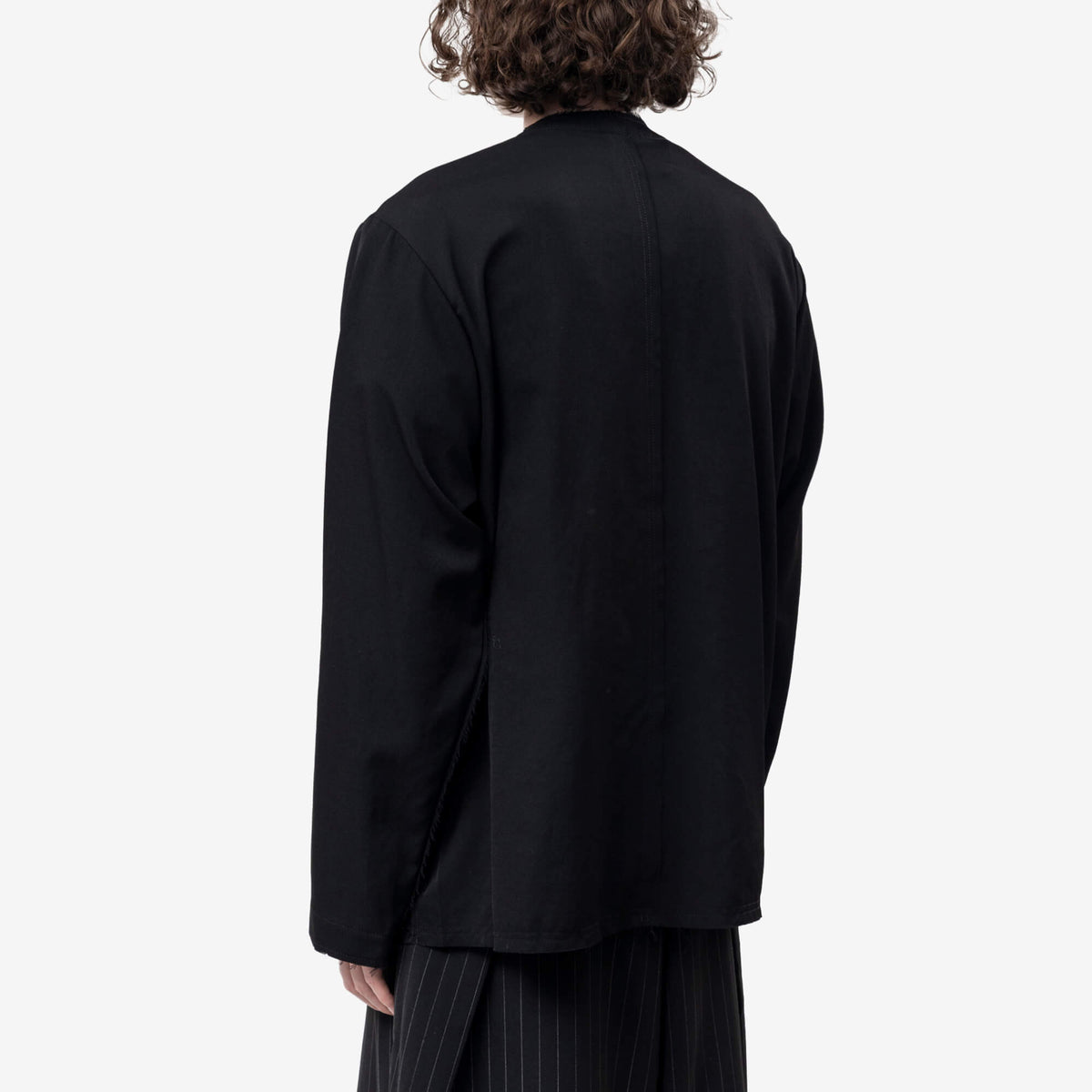 No Collar Wool Gabardine Jacket