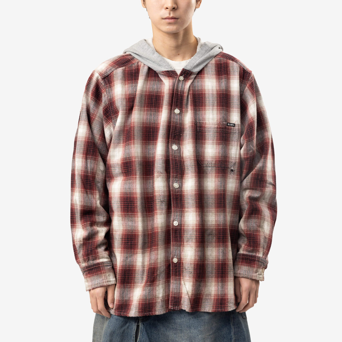 Chemise à capuche OG Check délavée par le soleil