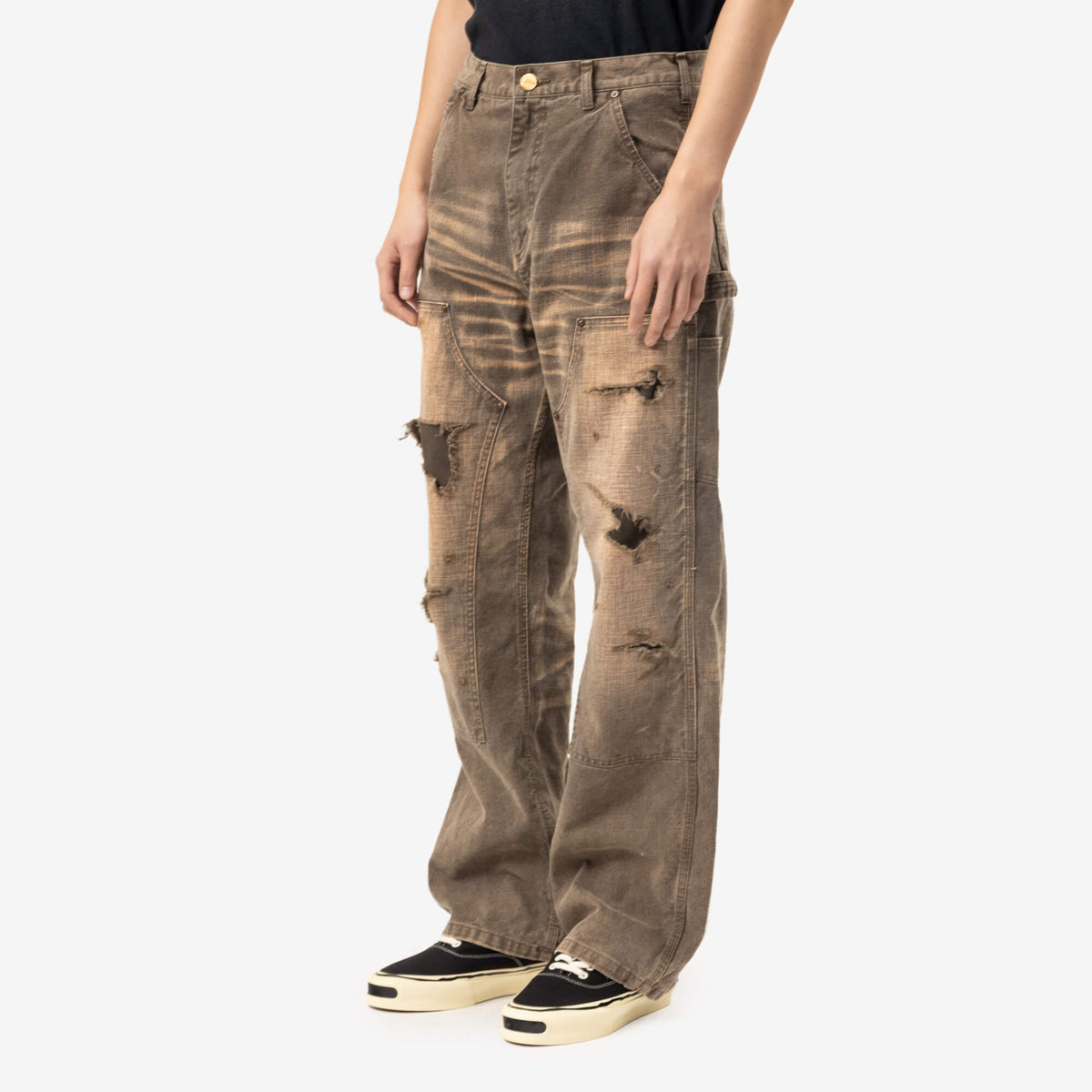 Pantalon de peintre en toile épaisse délavée par le soleil