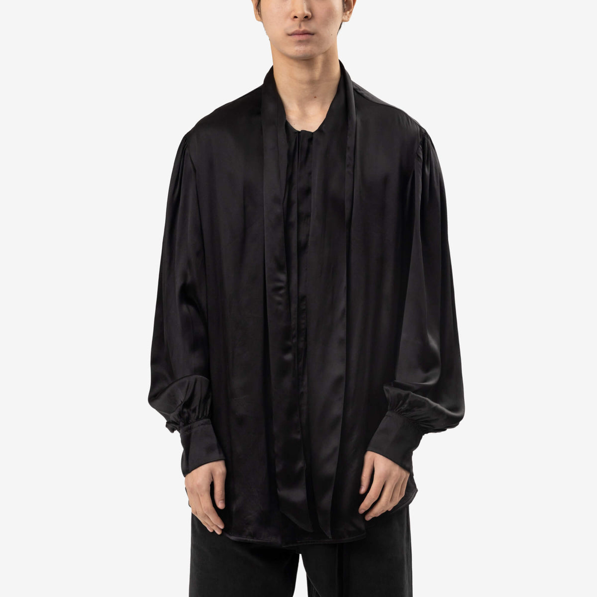 Runo Bow Tie Collar Satin Shirt