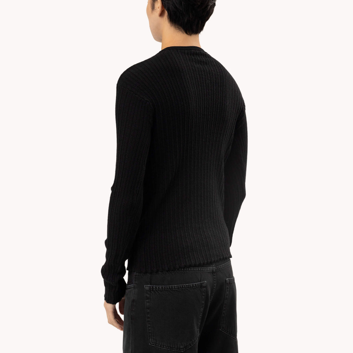 Teo Ruffled Pastron Fitted Wool Rib Sweater