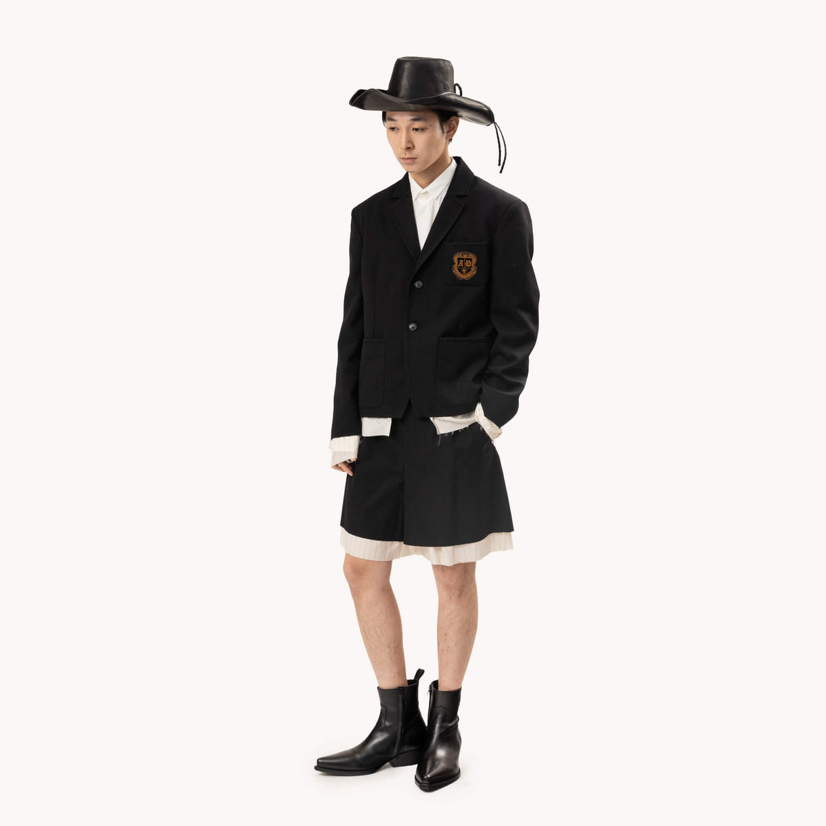 블랙 Peton 슬림 핏 컨트라스트 엣지 블레이저