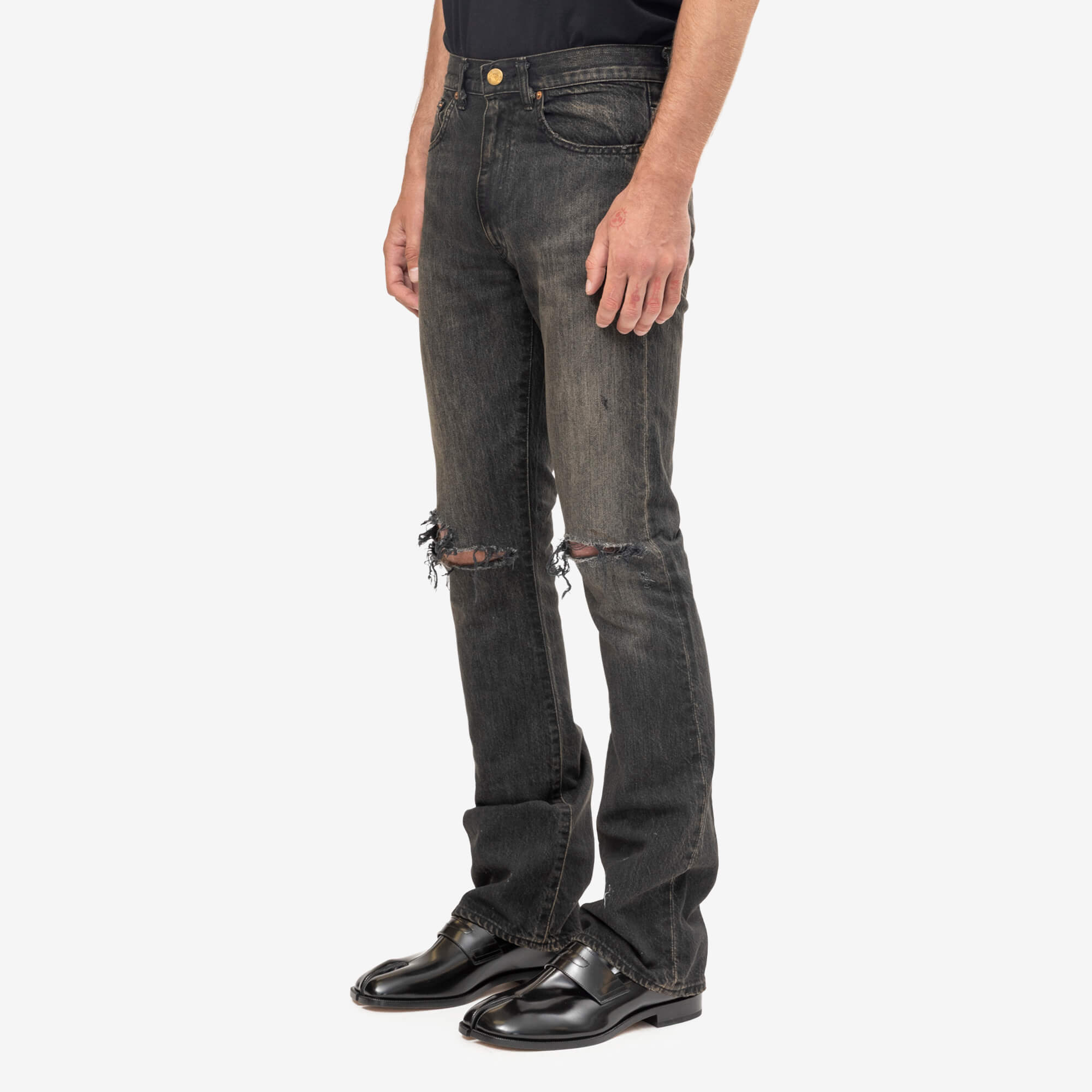 Distressed Slim Bootcut Jeans