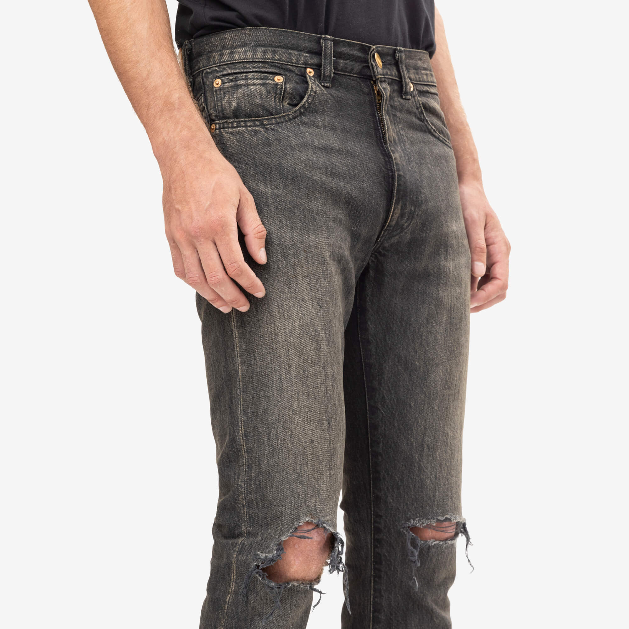 Distressed Slim Bootcut Jeans