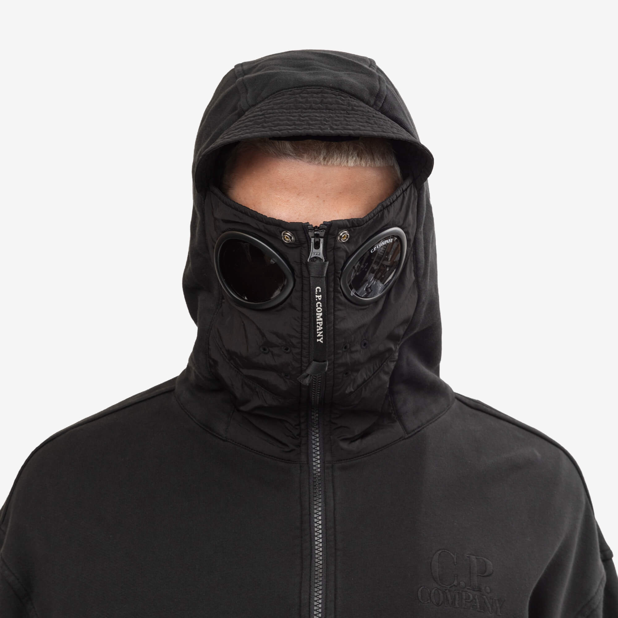Diagonal Raised Fleece Mixed Boxy Hooded Sweatshirt