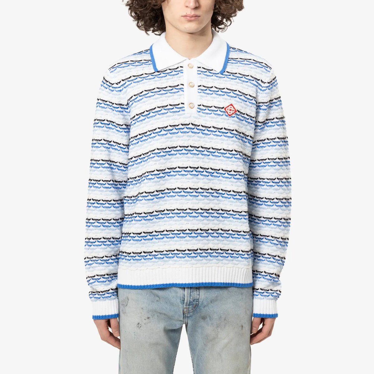 Tuck Stitch LS Polo Shirt
