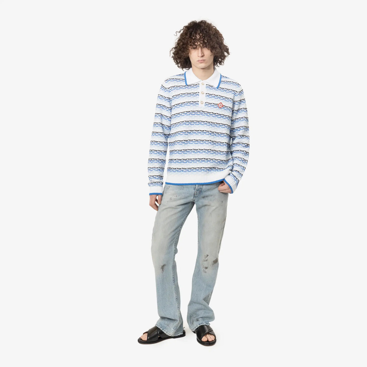 Tuck Stitch LS Polo Shirt