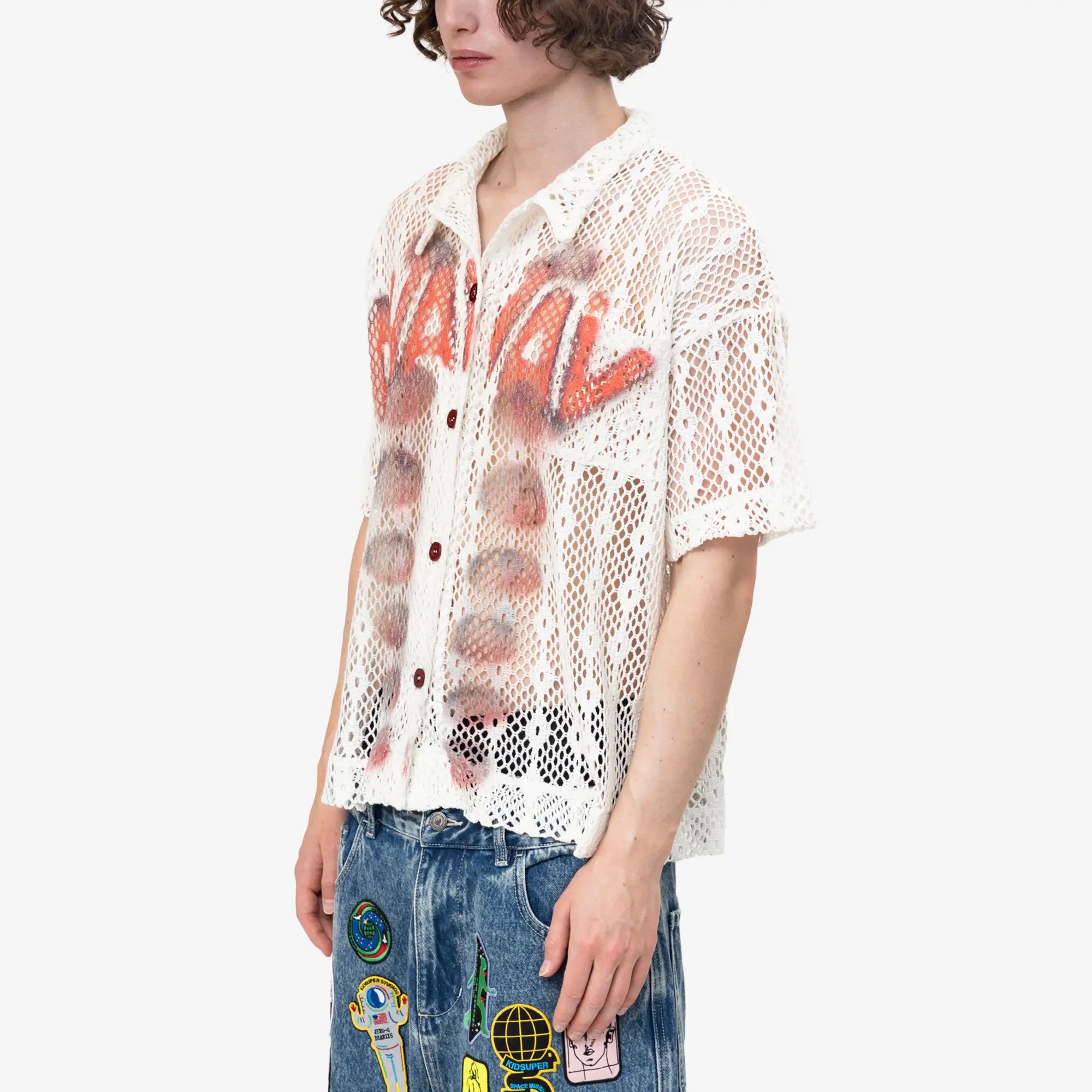 Salvatore SS Printed Crochet Shirt
