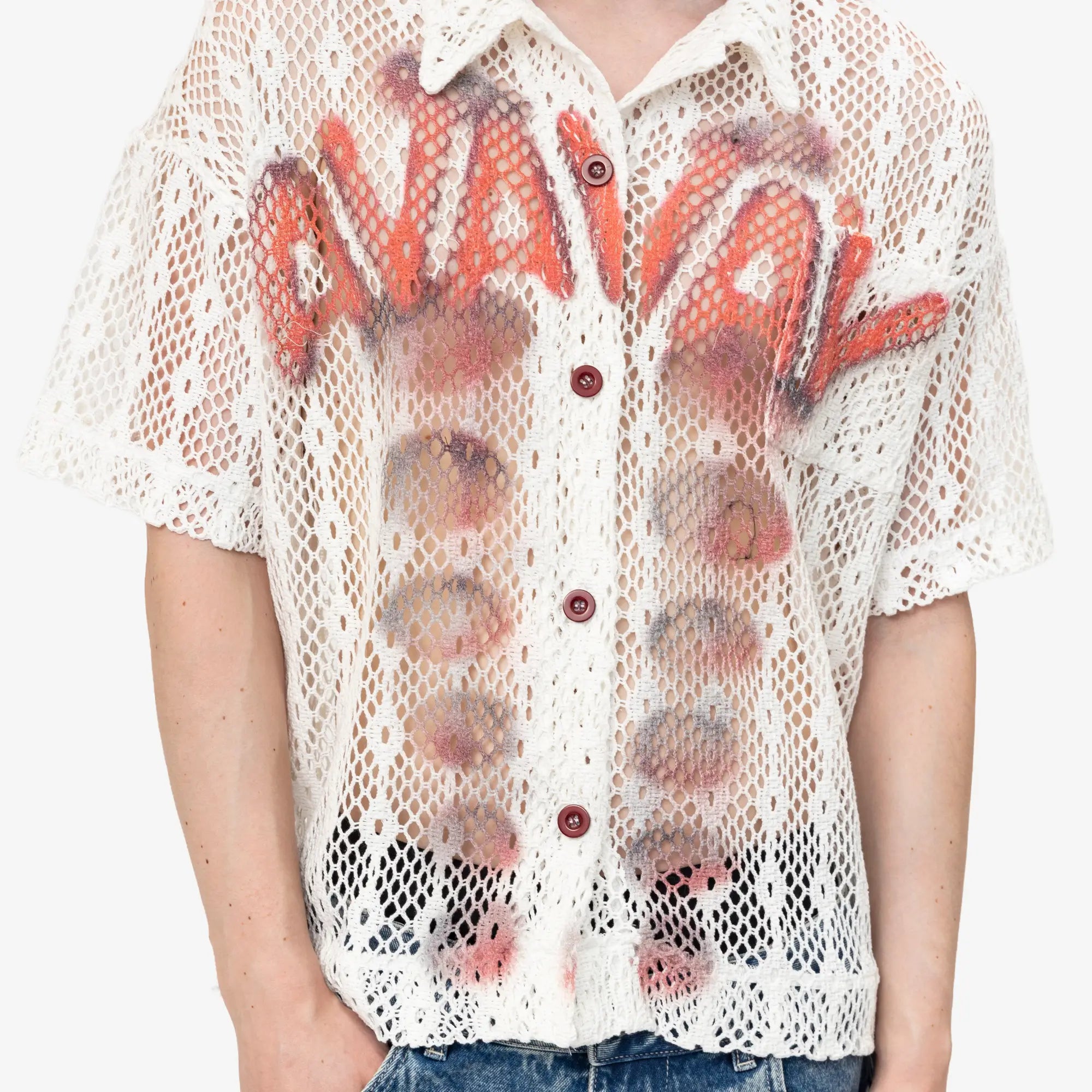 Salvatore SS Printed Crochet Shirt
