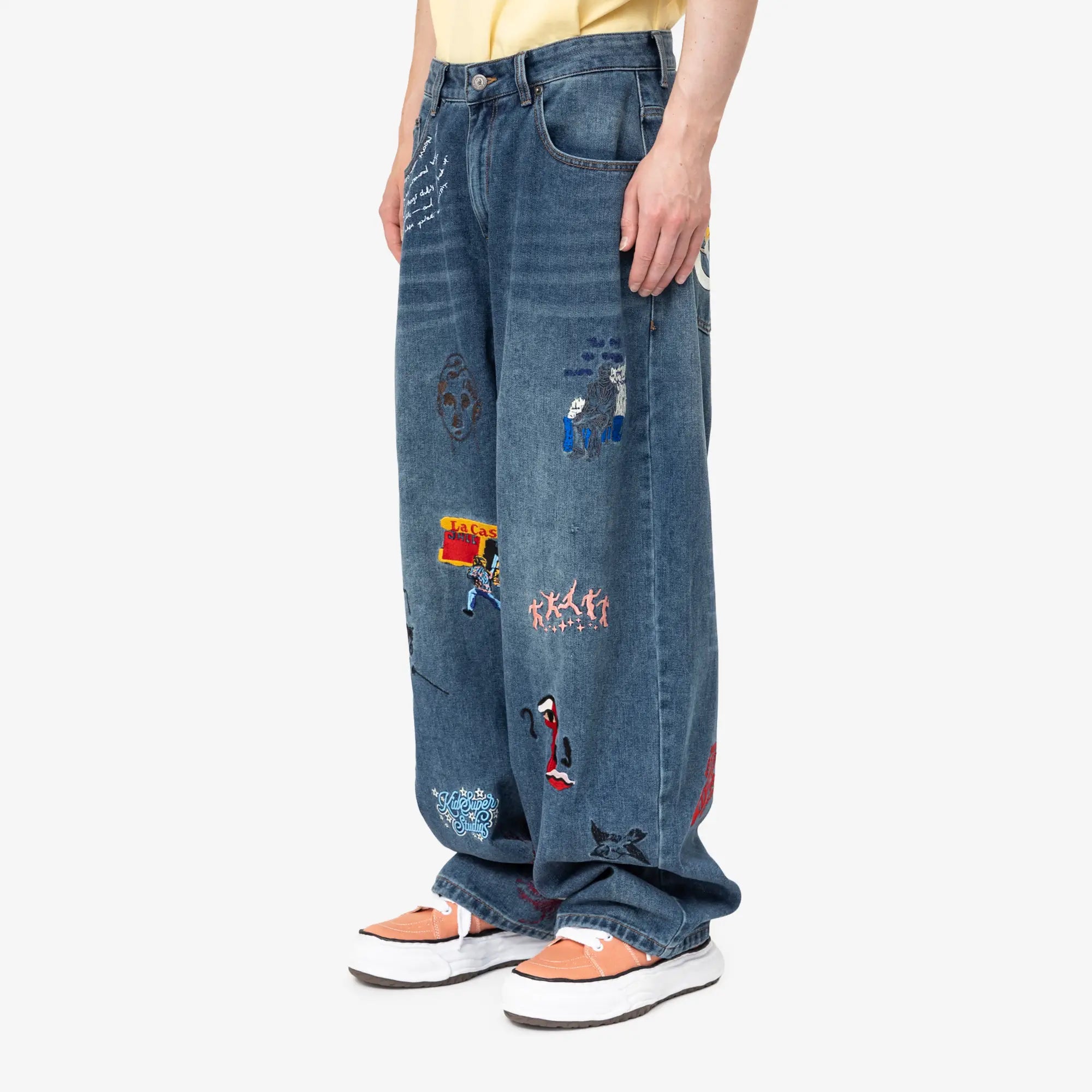 Embroidered Paintings Balloon Jeans