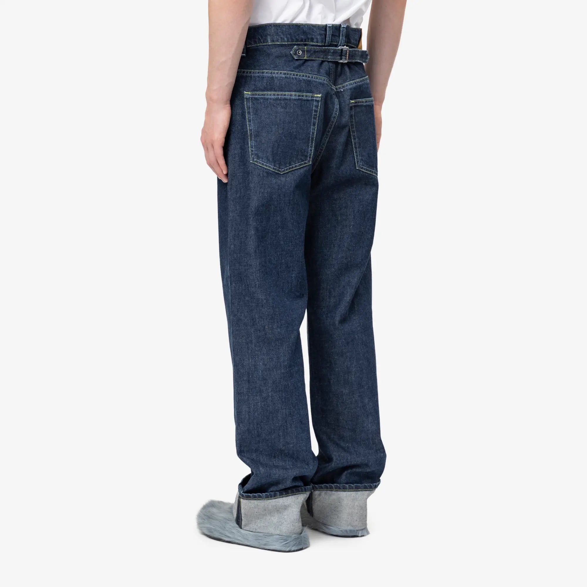 Unwashed Blue Denim Jeans