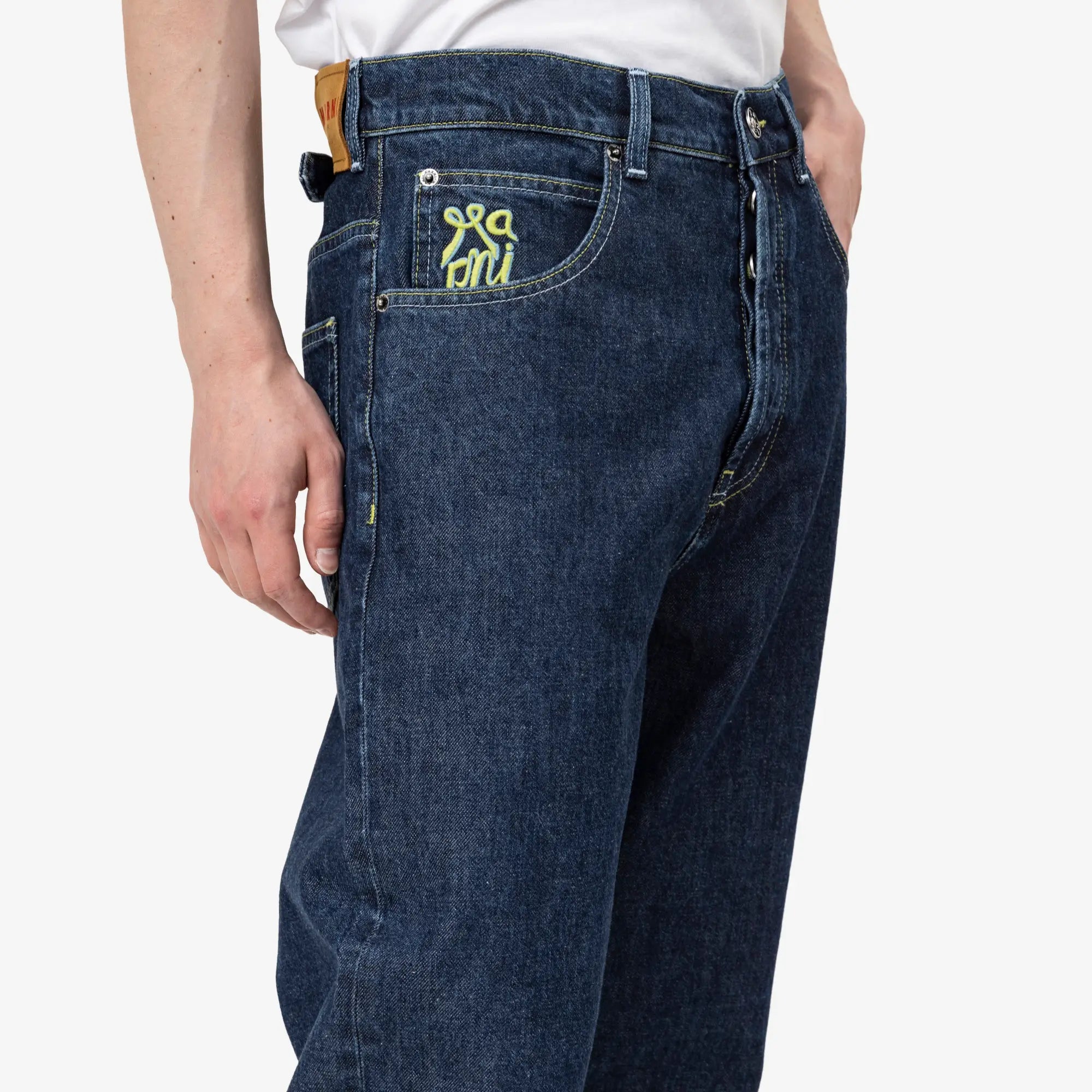 Unwashed Blue Denim Jeans