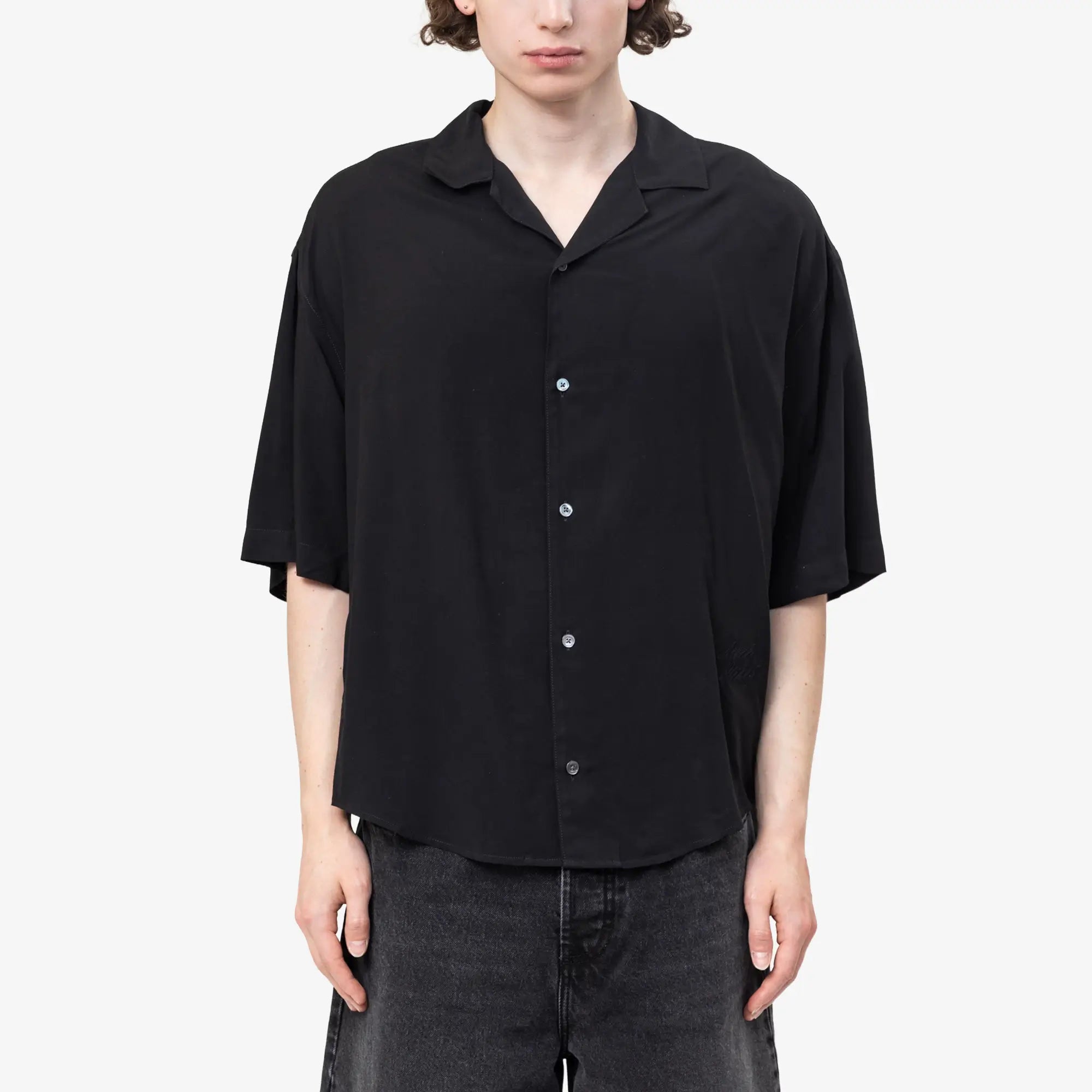 Embroidered Ami Paris Boxy Camp Collar Shirt