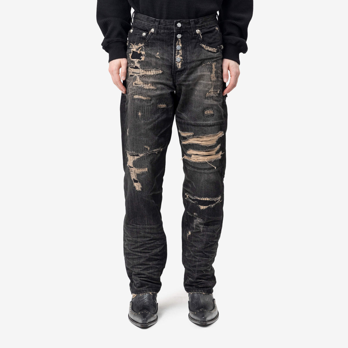 Skull Stitch Ripped Jeans