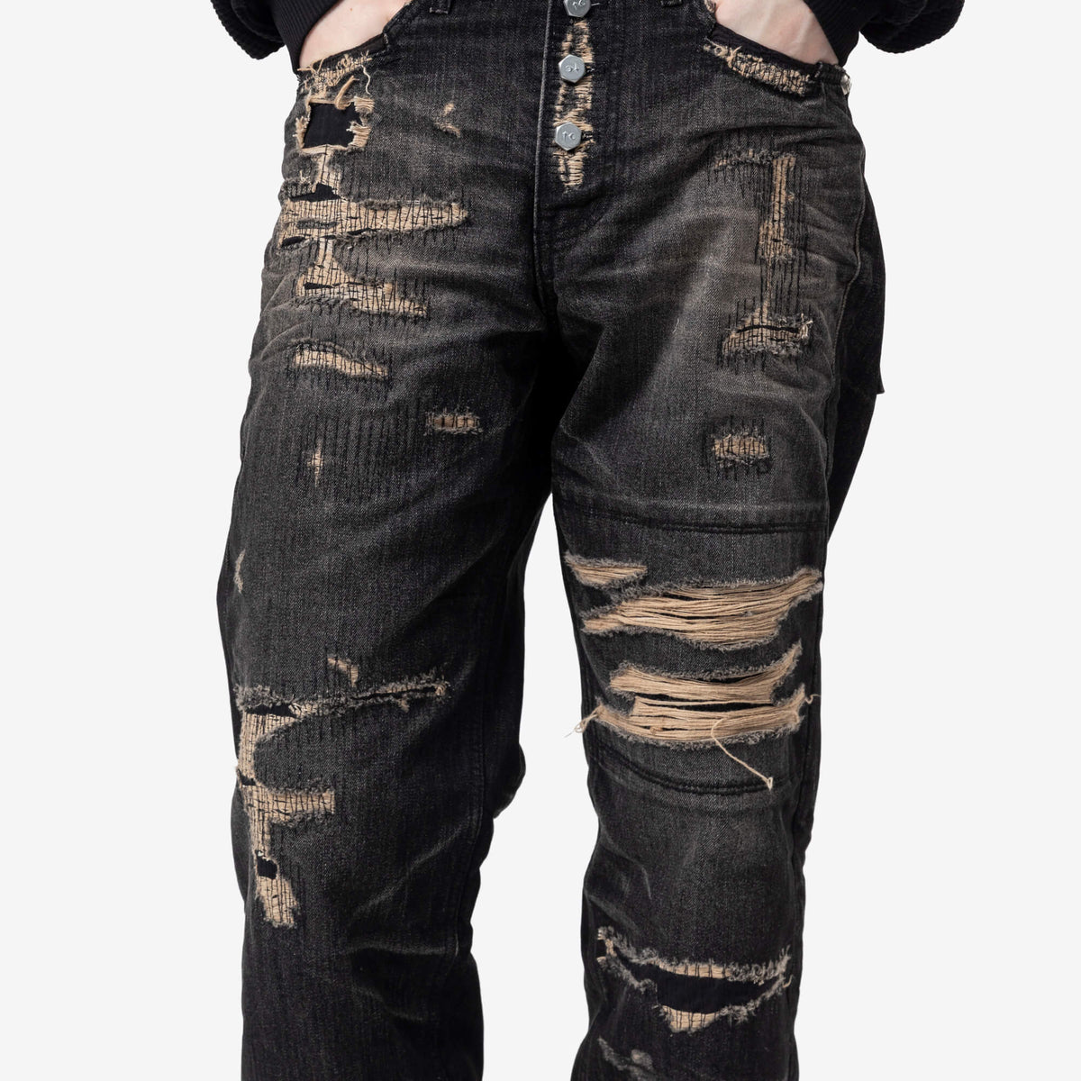 Skull Stitch Ripped Jeans
