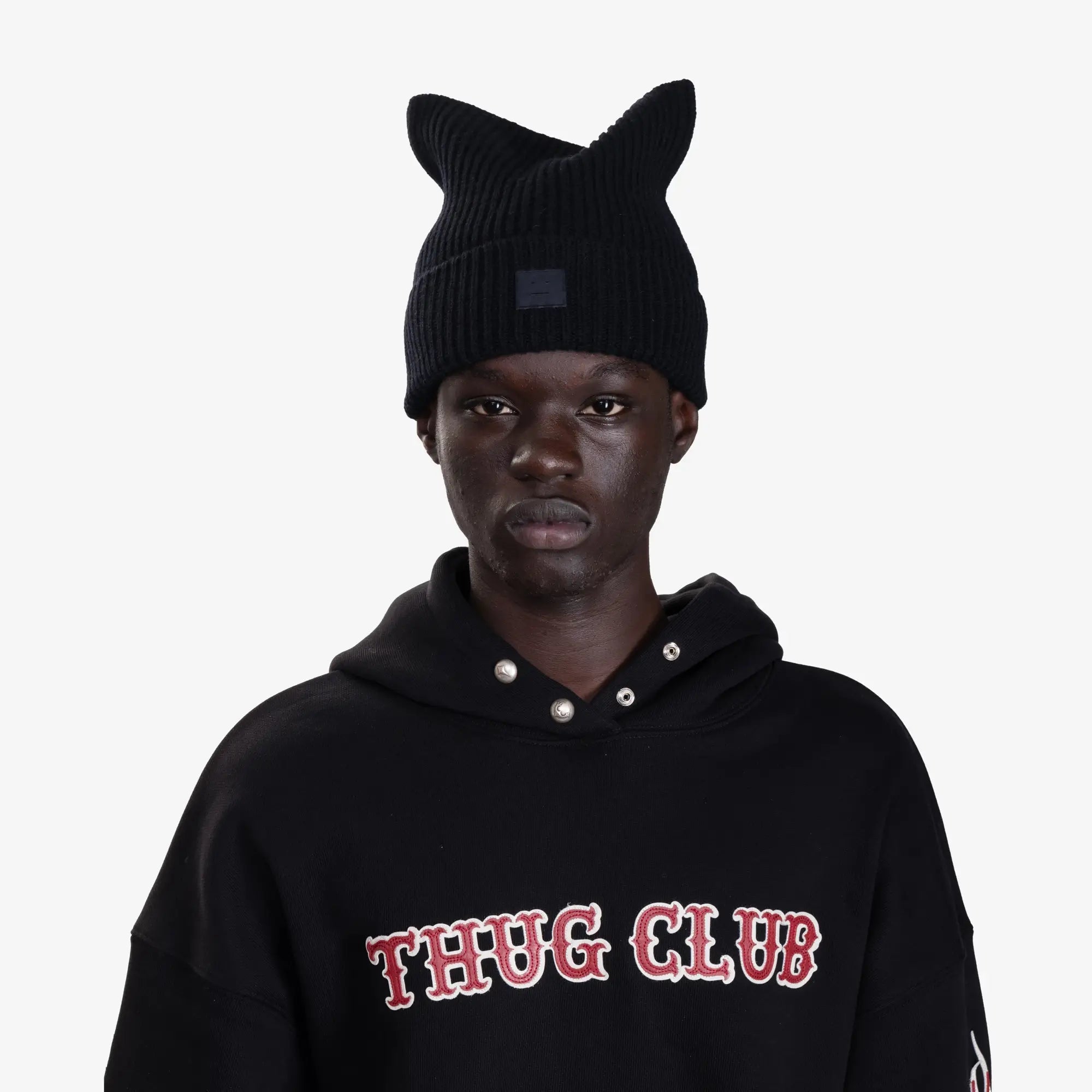 Acne Studios Face Logo Square Beanie Black - 2