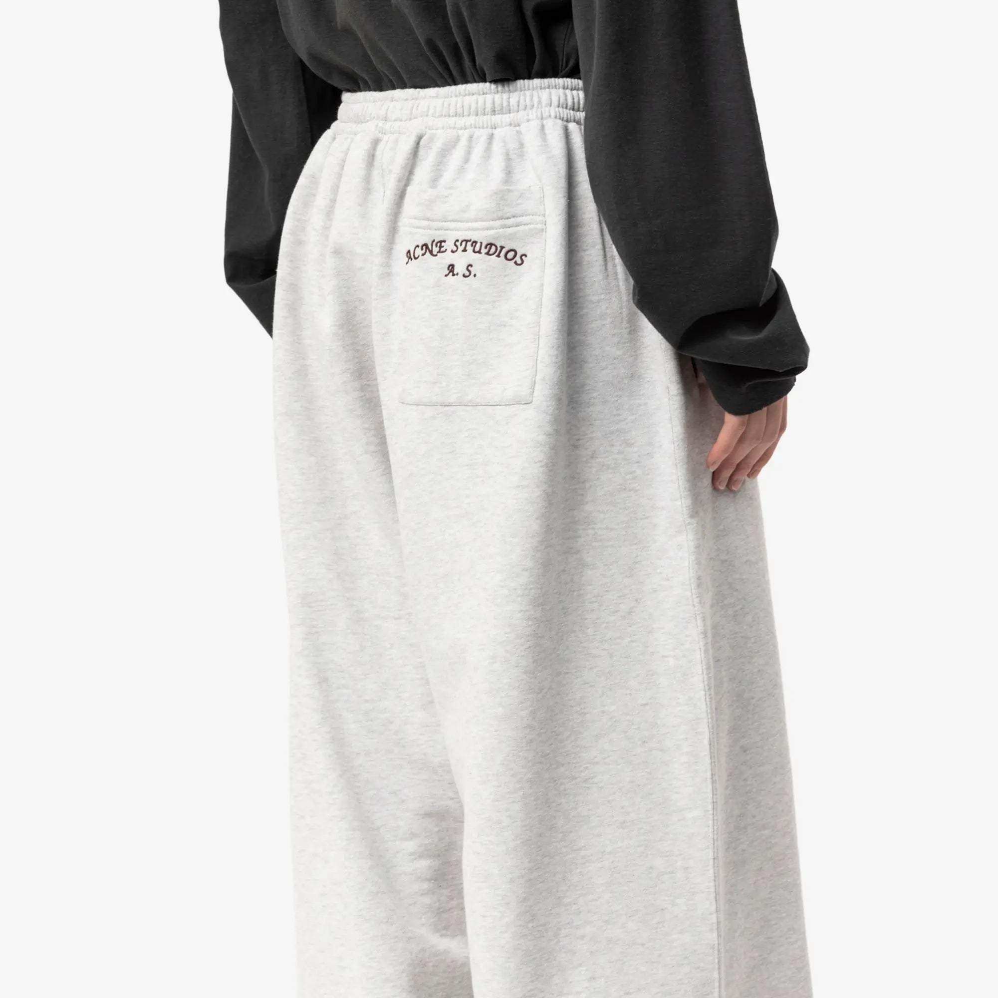 Acne Studios Logo Fleece Sweatpants Pale Grey Melange - 5