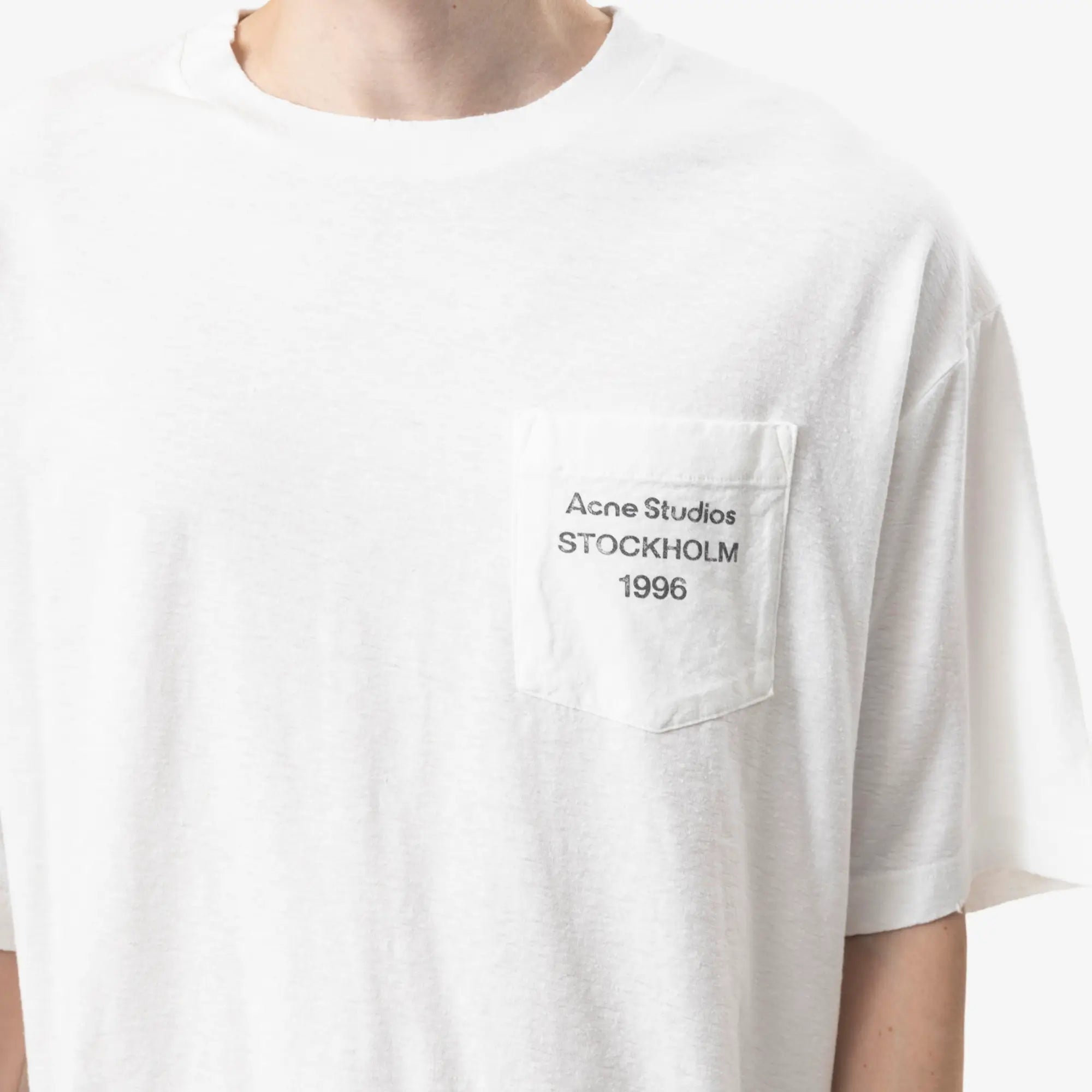 Acne Studios Logo Pocket T-Shirt Off White - 5