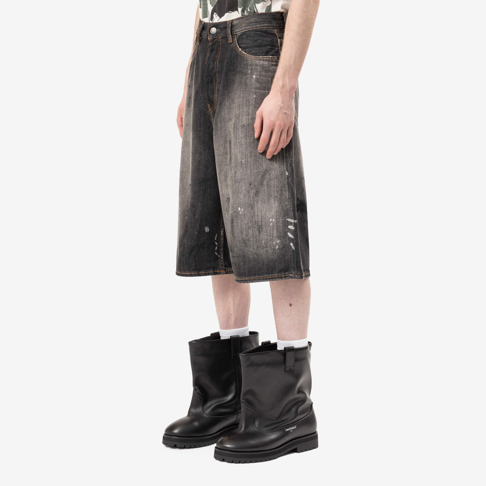 Acne Studios Loose Fit Denim Shorts Black-3