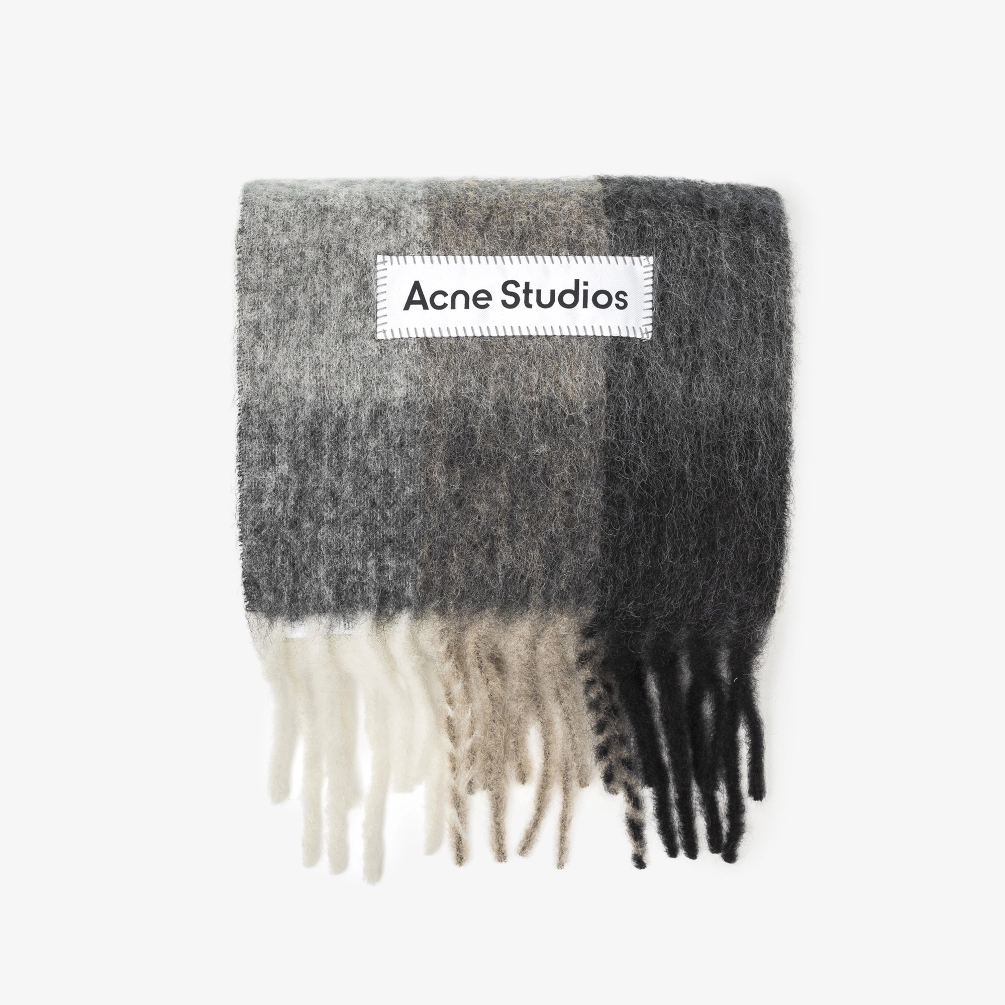 Acne Studios Mohair Checked Scarf Green/Grey/Black - 1