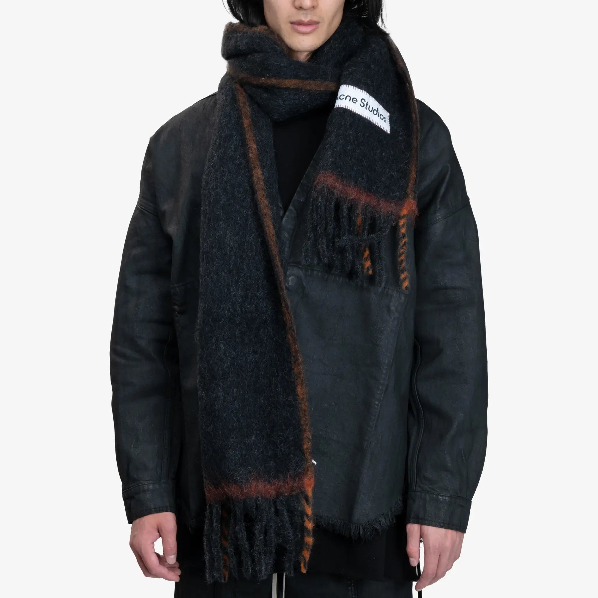Acne Studios Narrow Wool Mohair Scarf Black - 2