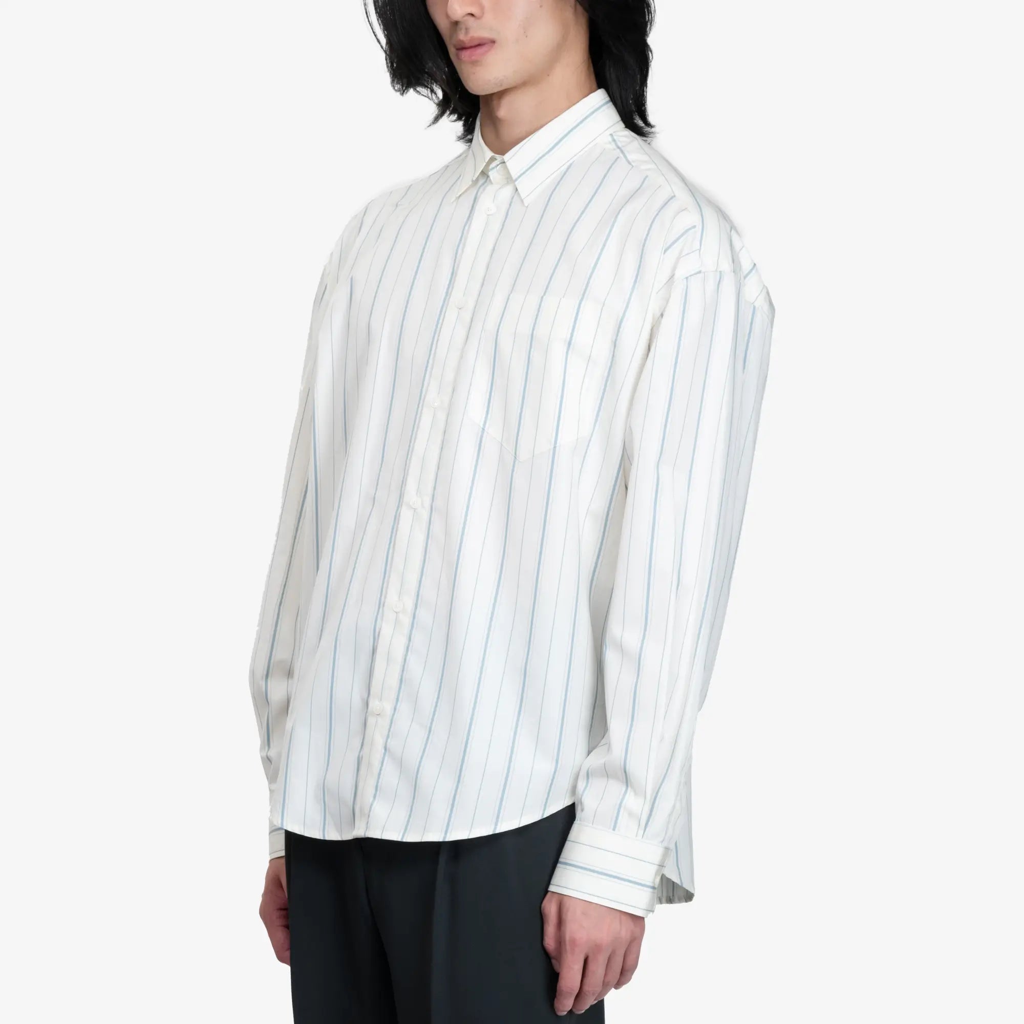 AMI ADC Boxy Stripe Shirt Ivory - 3