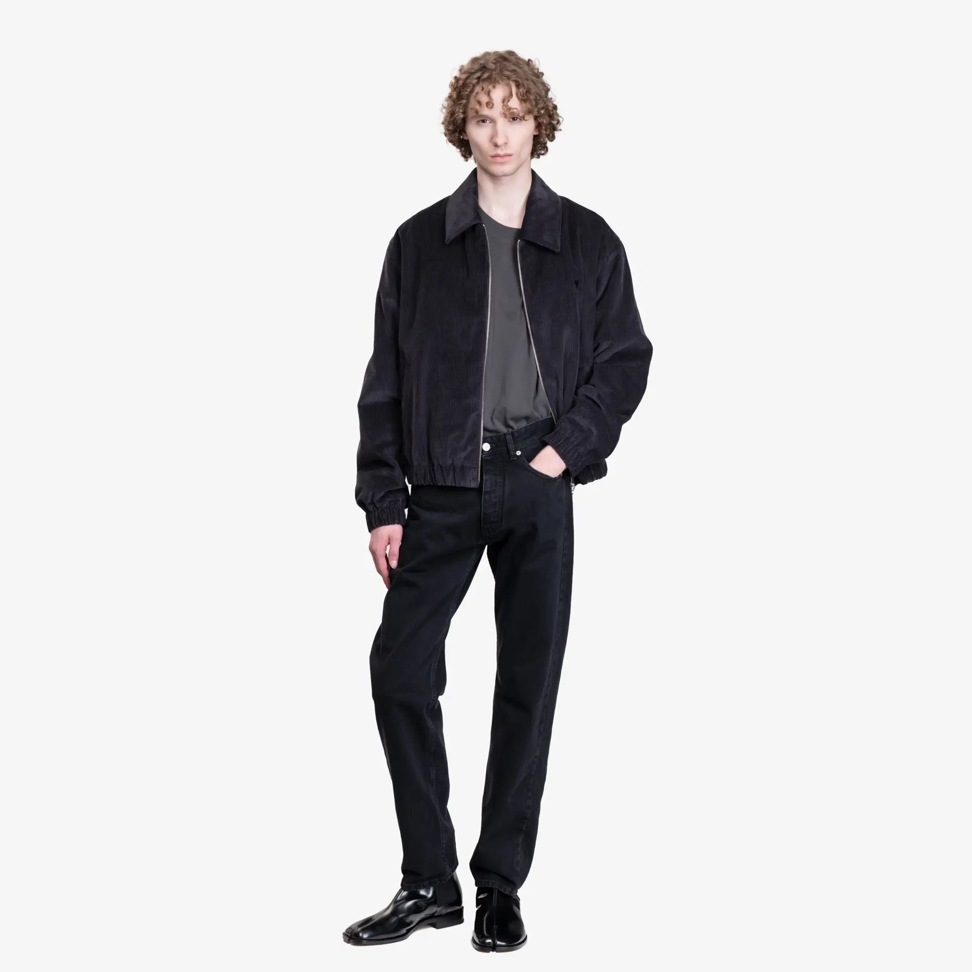 AMI ADC Corduroy Zipped Jacket Anthracite - 2