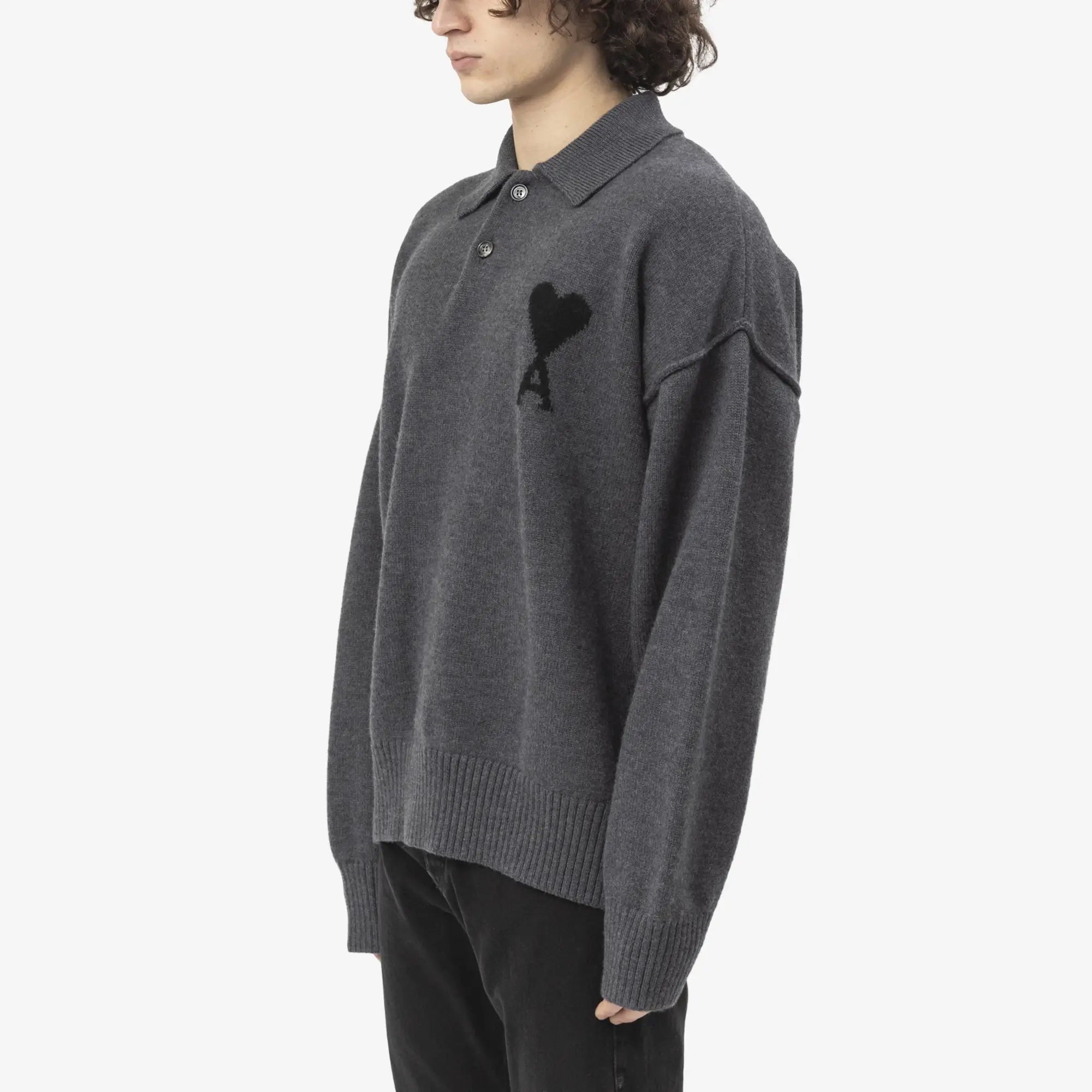 AMI ADC Polo Heather Grey - 3