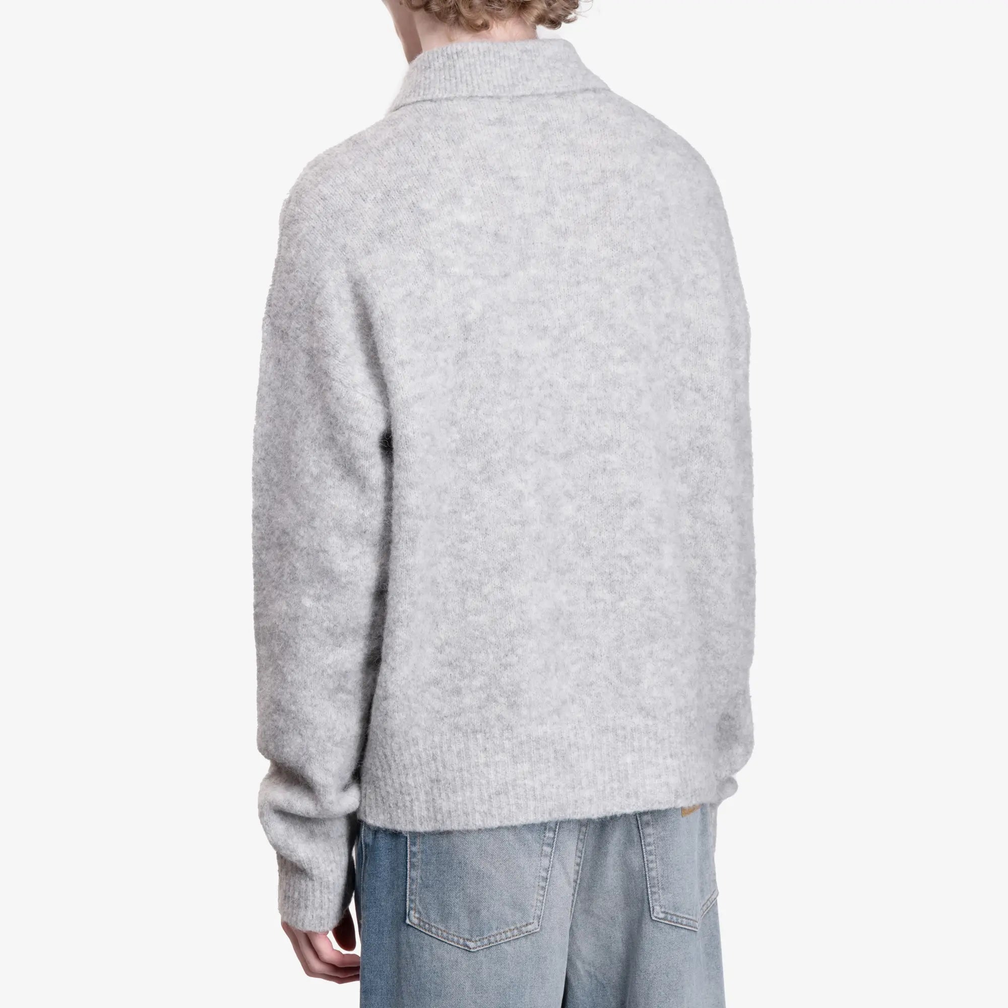 AMI Alpaca Knit Ami Polo Grey - 4