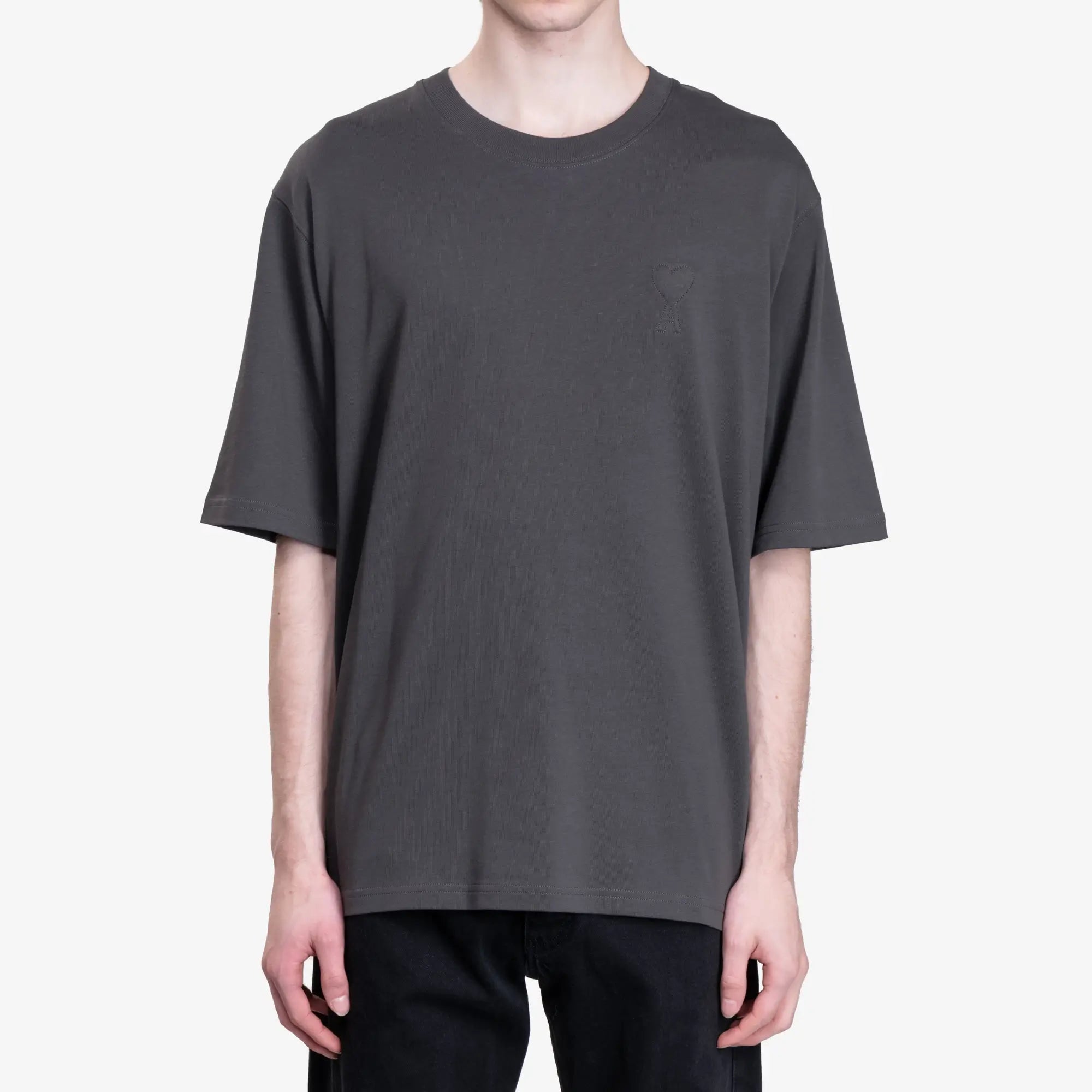 AMI Big ADC Embossed T-Shirt Anthracite - 1