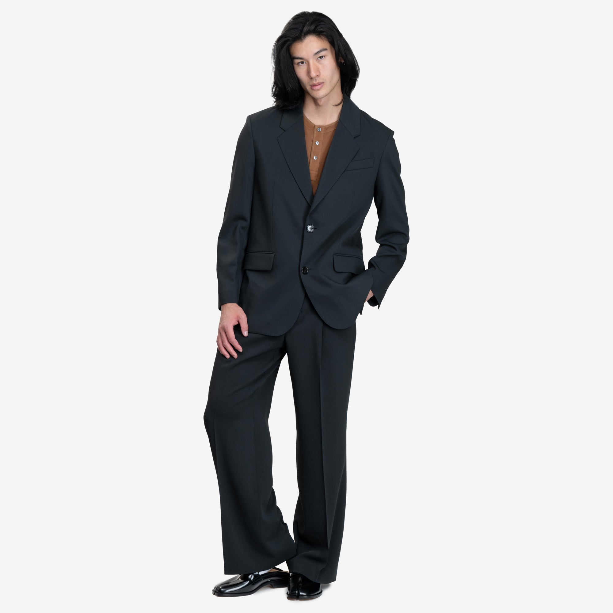 AMI Loose Single Breasted Wool Jacket Anthracite - 2