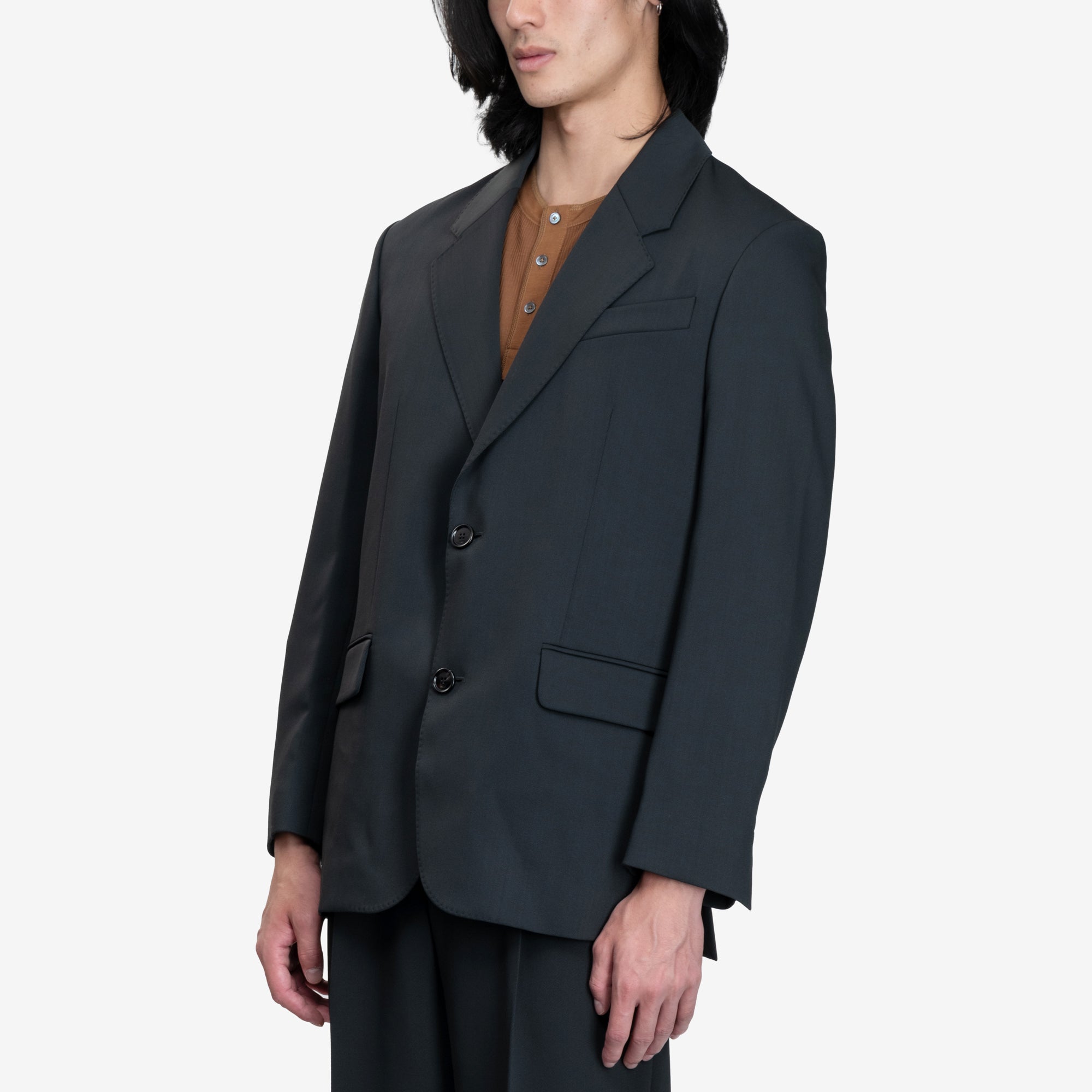 AMI Loose Single Breasted Wool Jacket Anthracite - 3