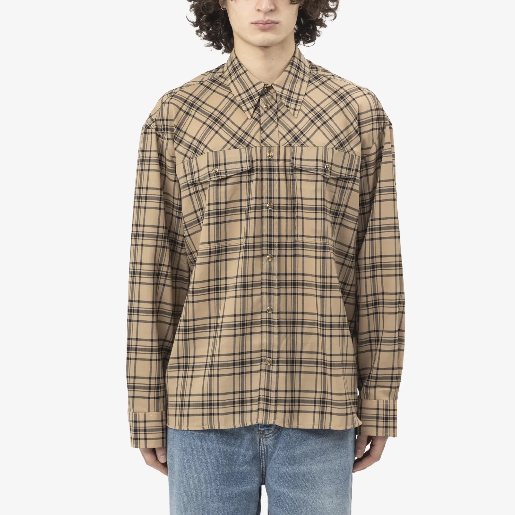 AMI Lumberjack Shirt Camel/Black - 1