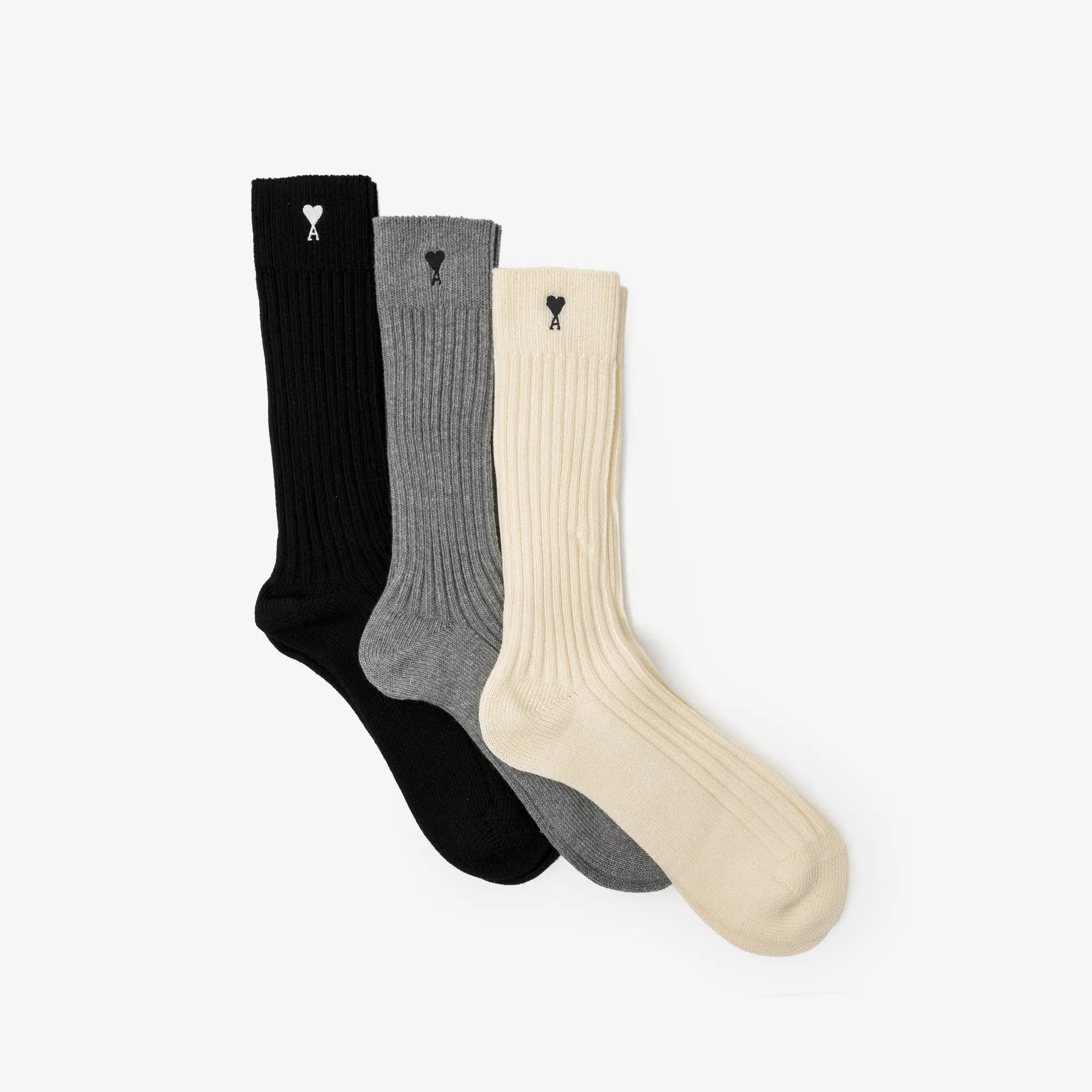 AMI Paris 3 - Pack Ami de Coeur Socks Off White/Grey/Black - 1