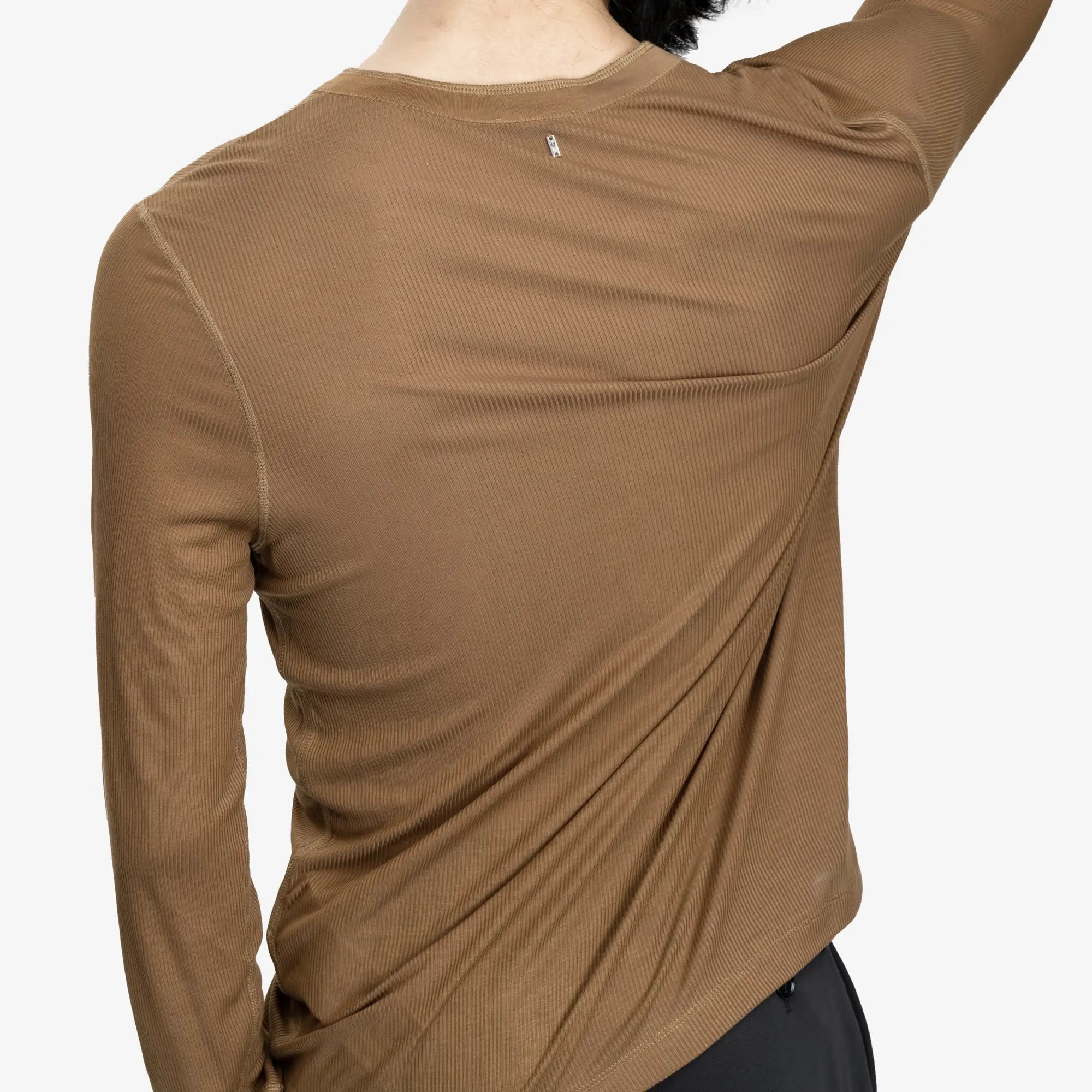 AMI Ribbed Henley Shirt Hazelnut - 5