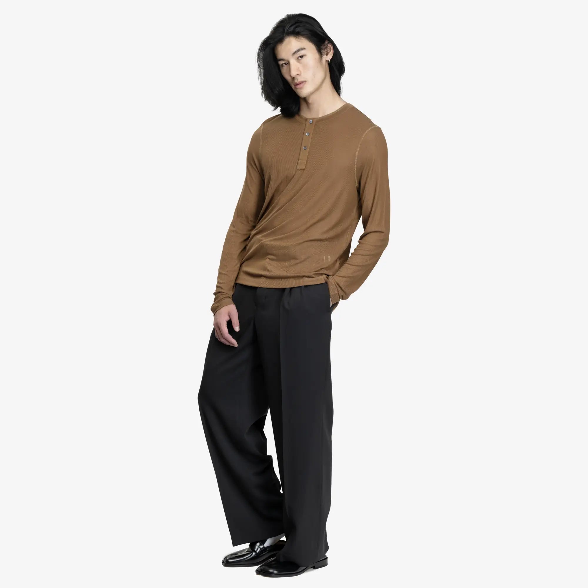 Photo of AMI Ribbed Henley Shirt - 2