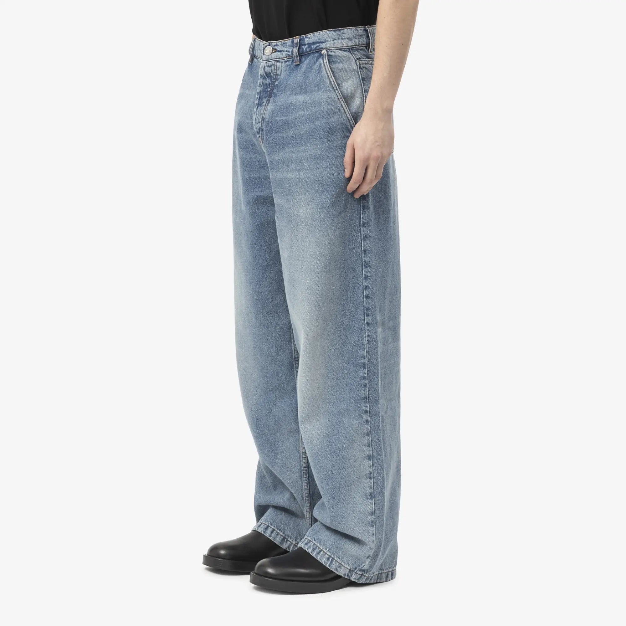 AMI Wide Fit Jeans Used Blue - 3