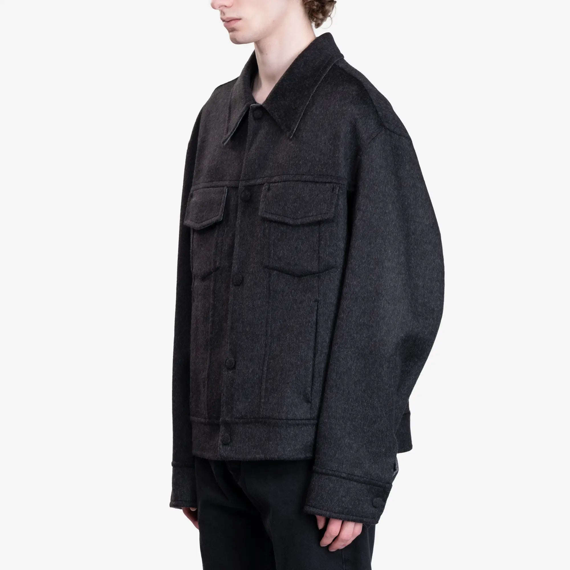 AMI Wool Trucker Jacket Anthracite - 3