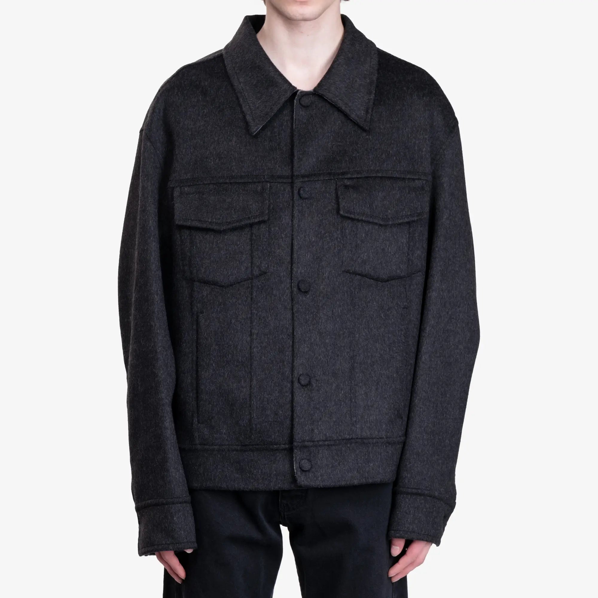 AMI Wool Trucker Jacket Anthracite - 1