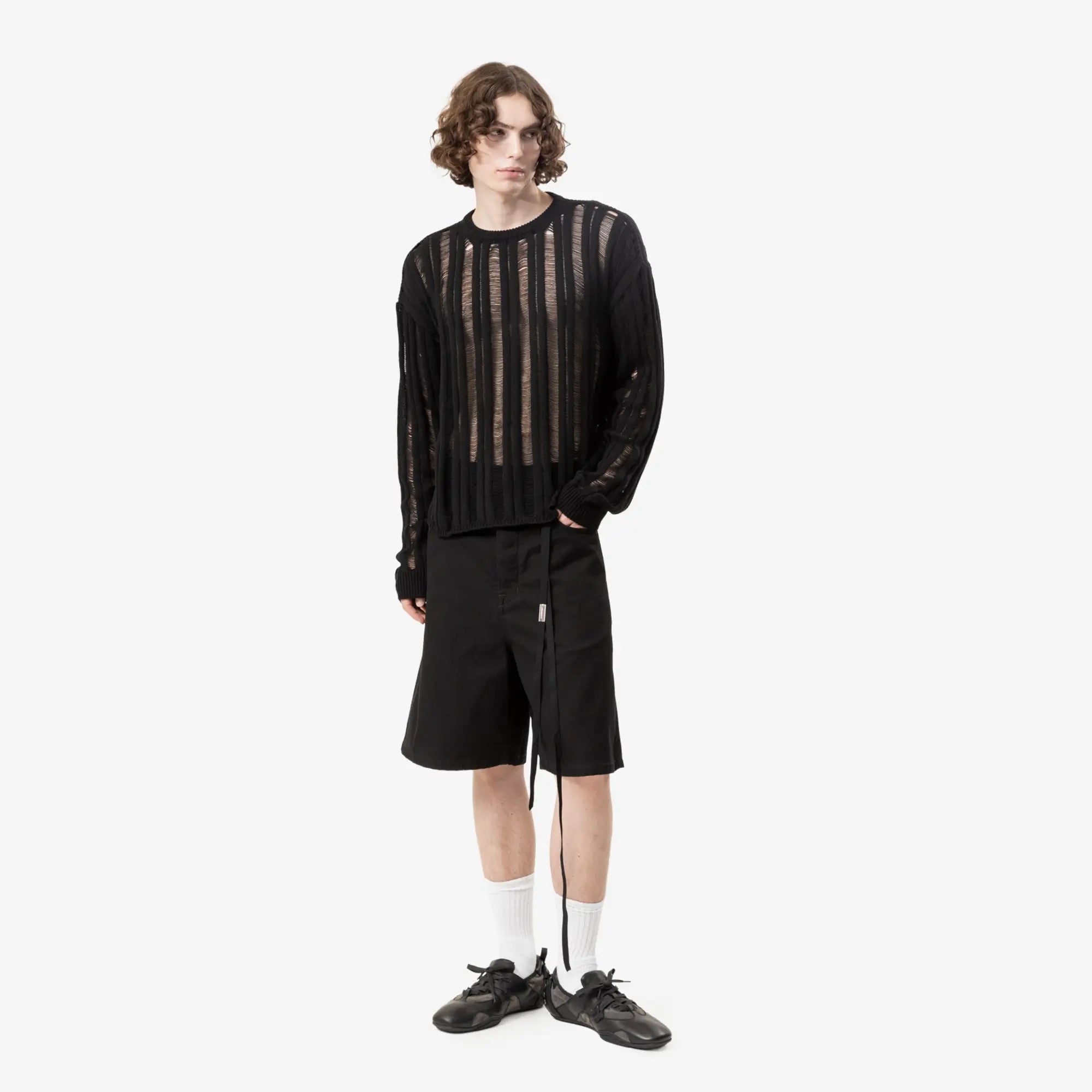 Ann Demeulemeester Danial Ladder Stitch Oversize Sweater Black - 2