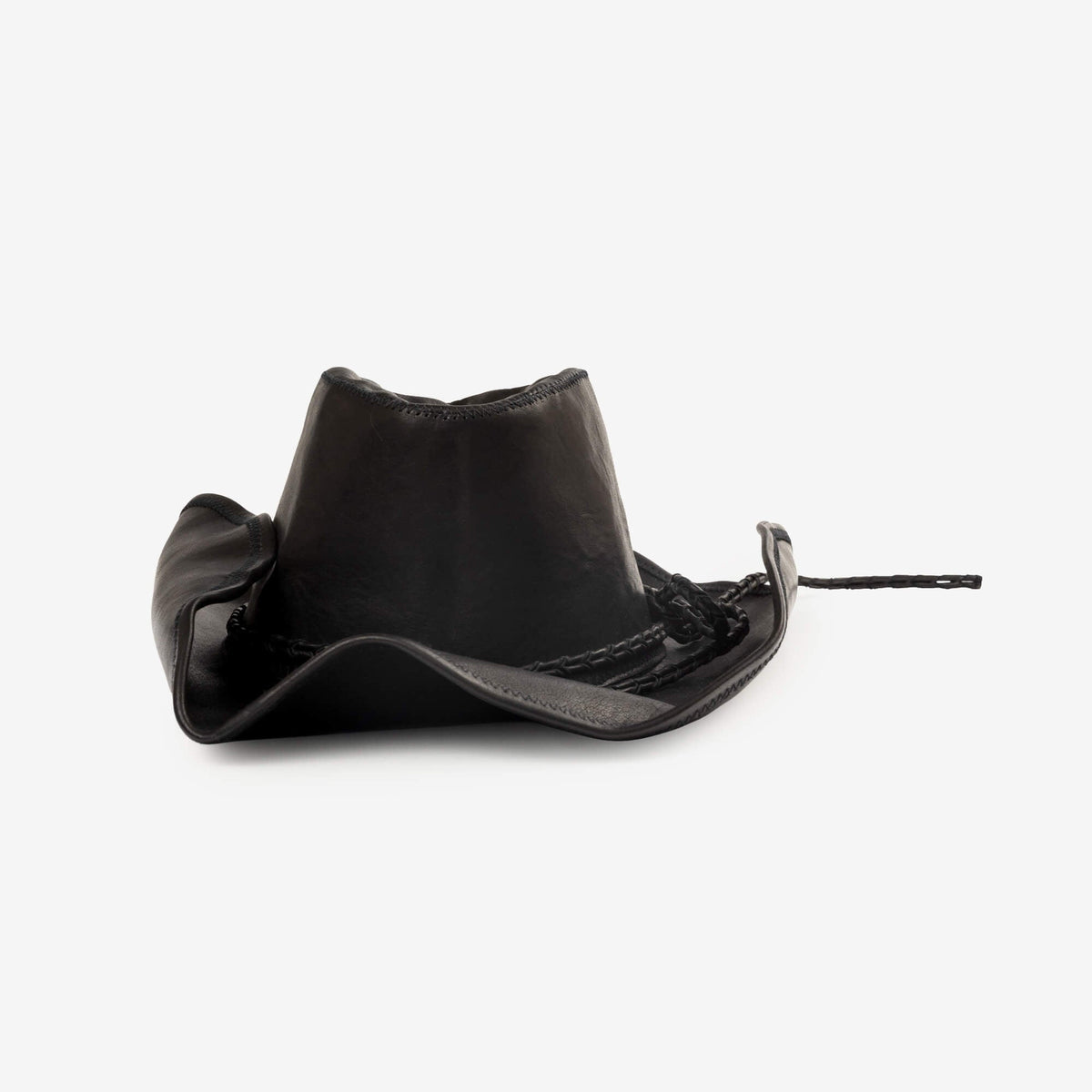 Ann Demeulemeester Joleik Vintage Lux Grained Leather Hat Black-1