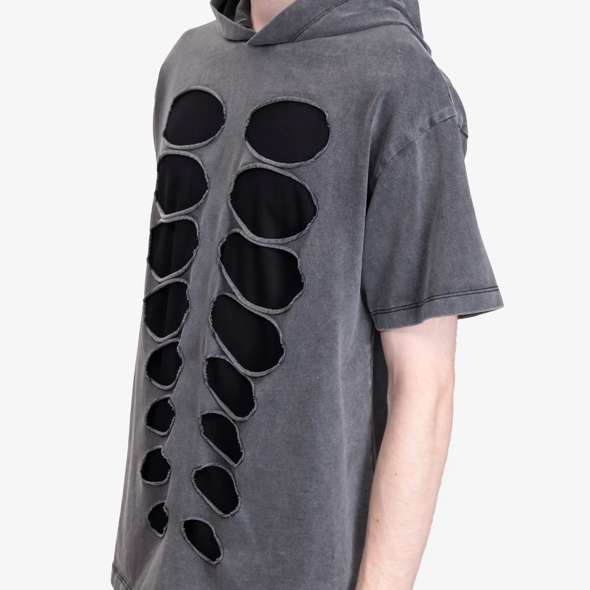 Avavav Theo Hooded Cut Out T-Shirt Washed Grey - 5