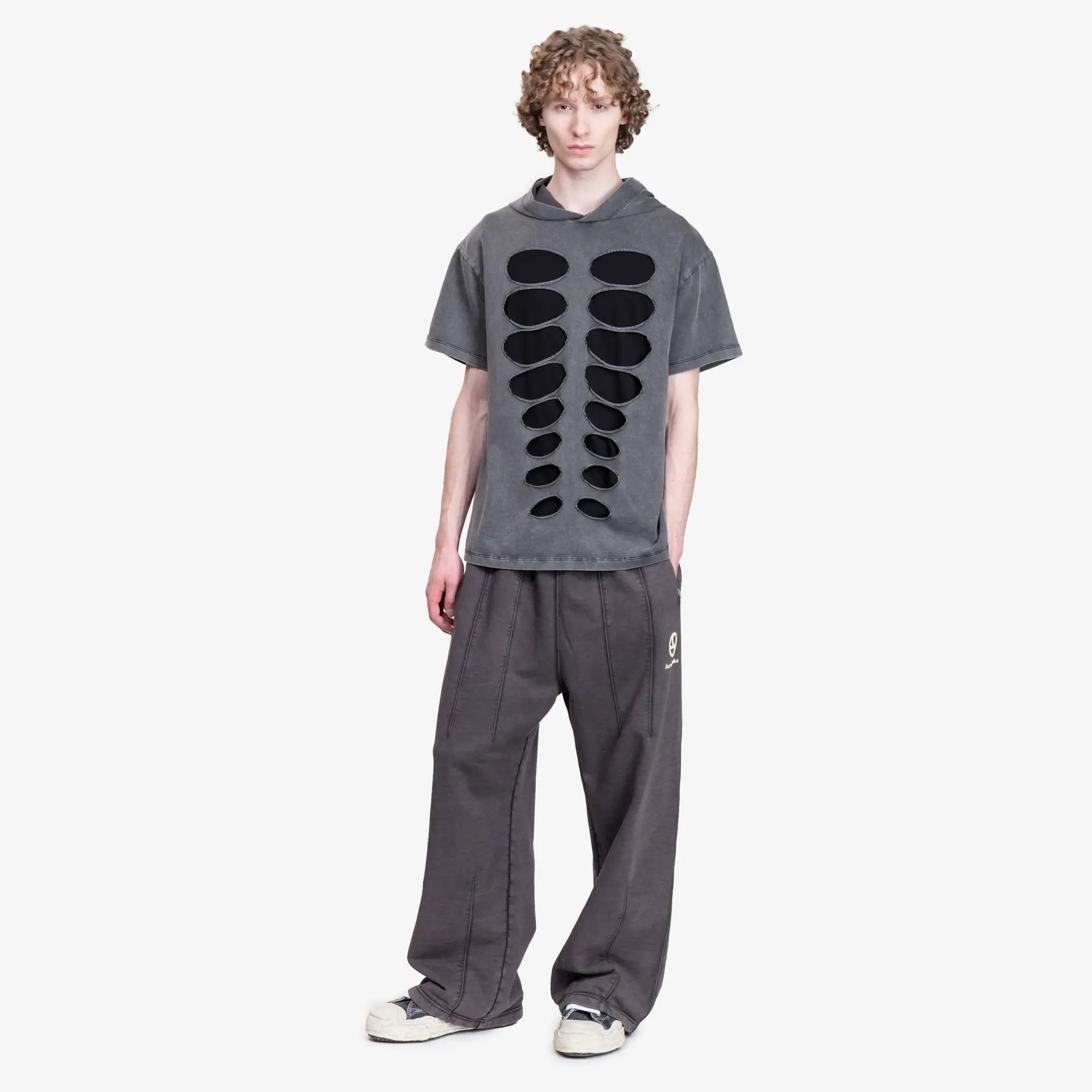 Avavav Theo Hooded Cut Out T-Shirt Washed Grey - 2