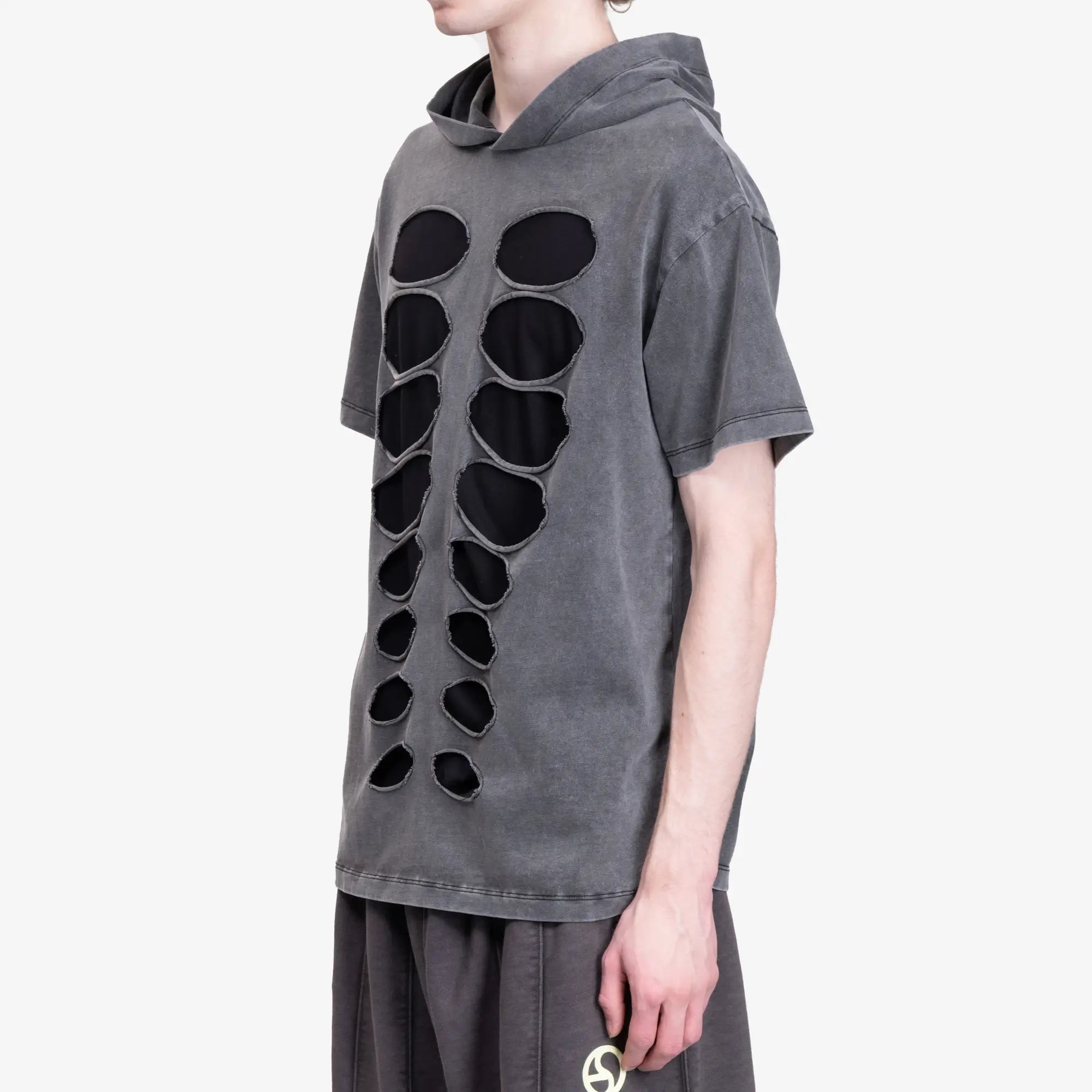 Avavav Theo Hooded Cut Out T-Shirt Washed Grey - 3