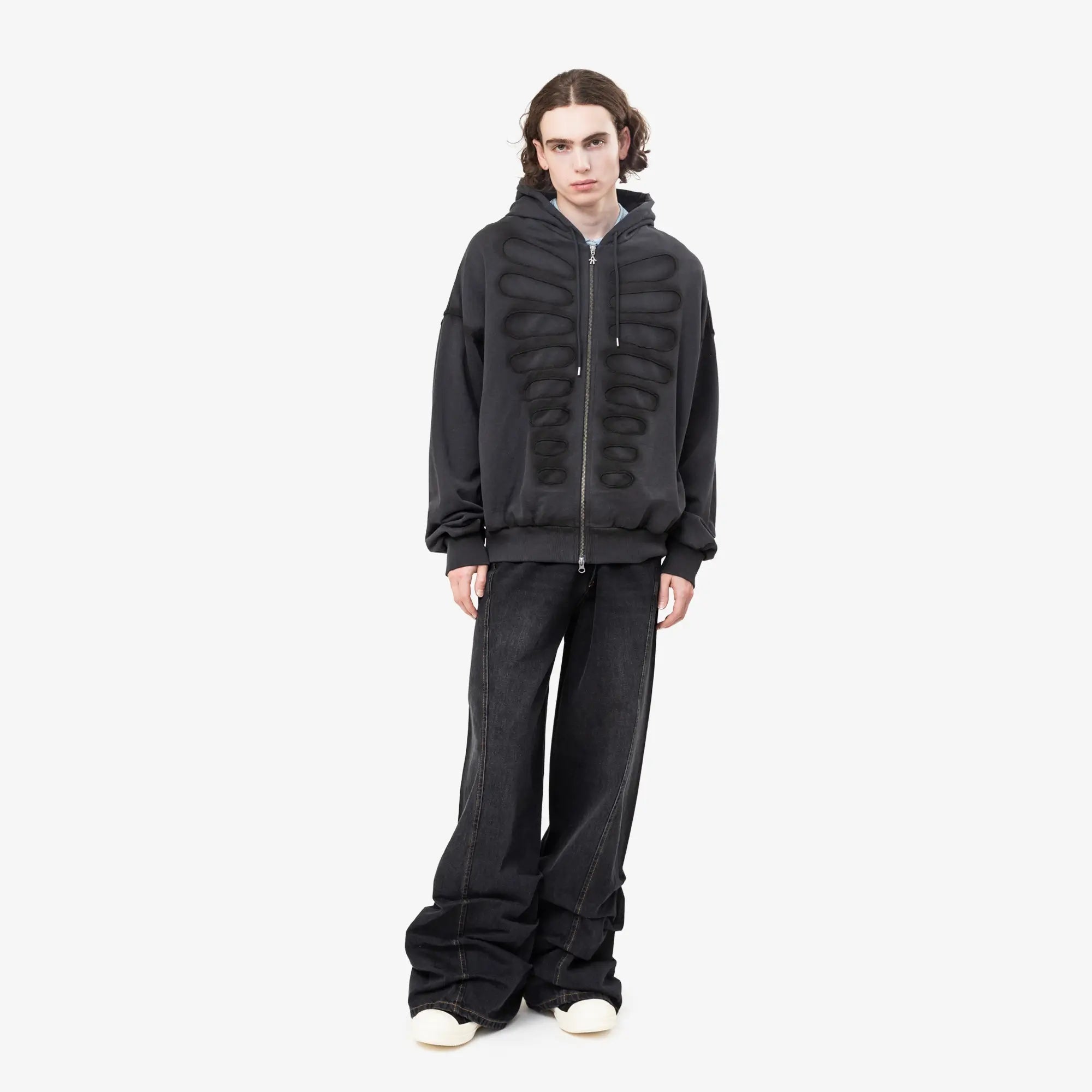 Avavav Tim Oversize Fake Cut Shoulderless Hoody Black - 2