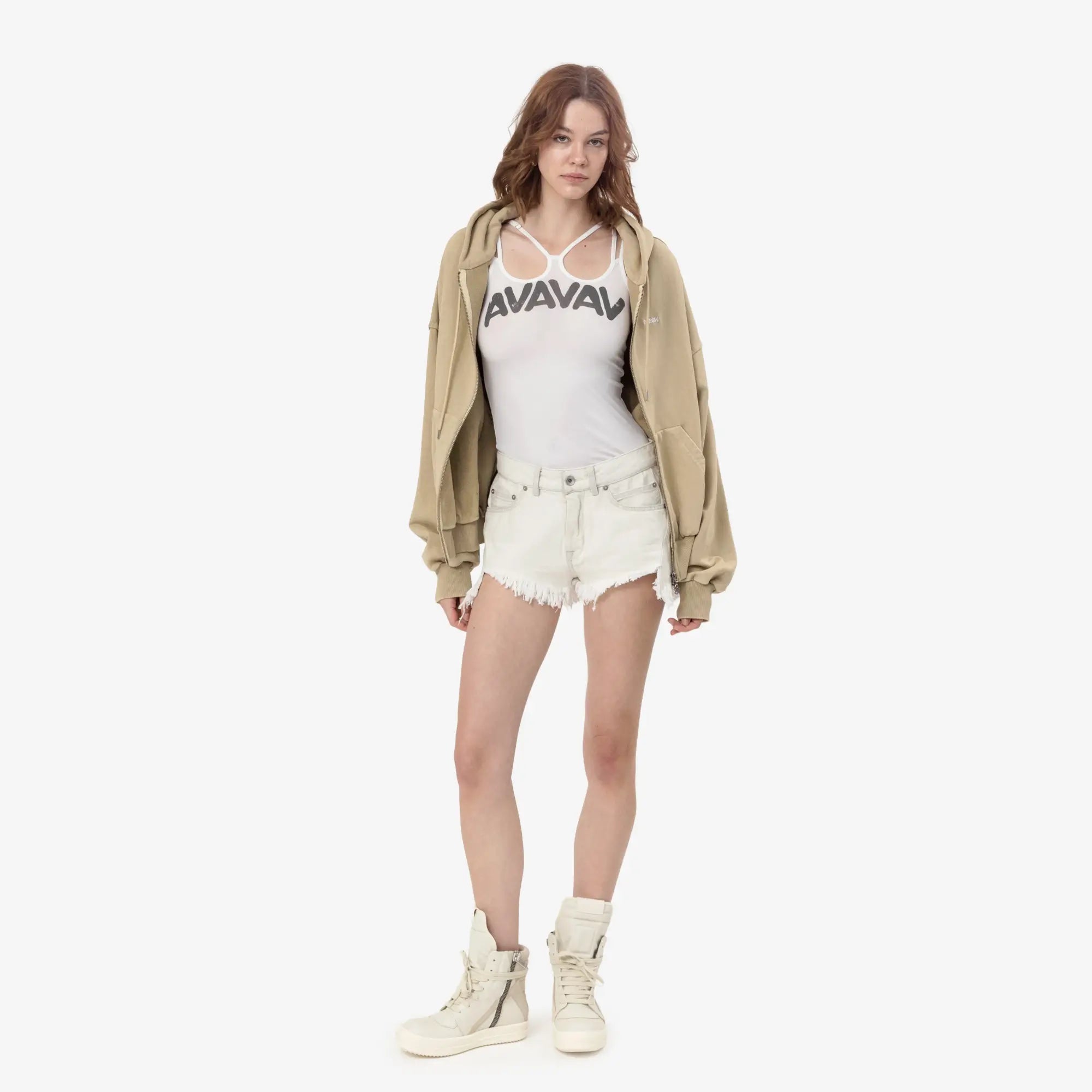 Avavav Tim Shoulderless Hoody Beige - 2