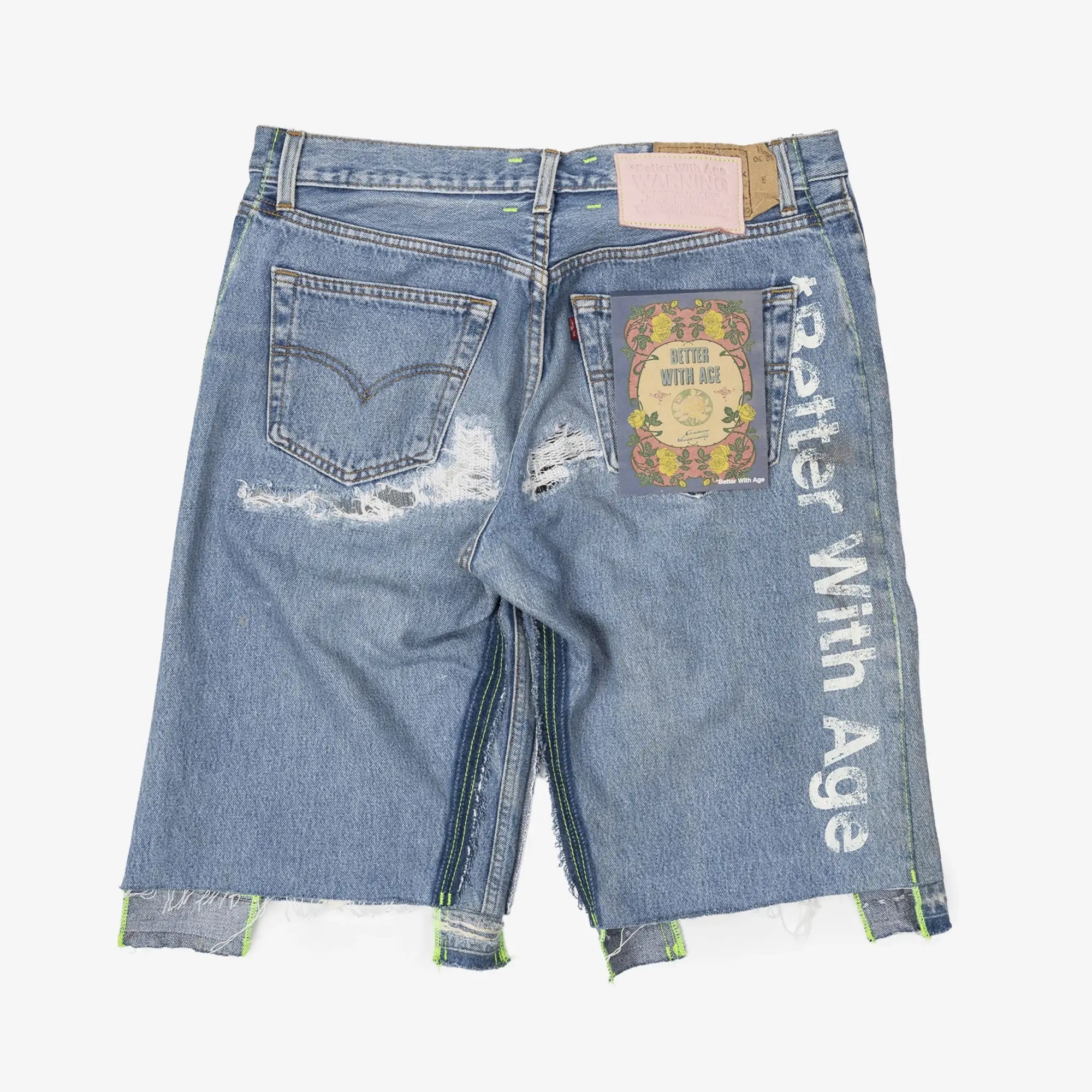 Better With Age Monroe Triple Wide Repair Shorts Indigo - 11