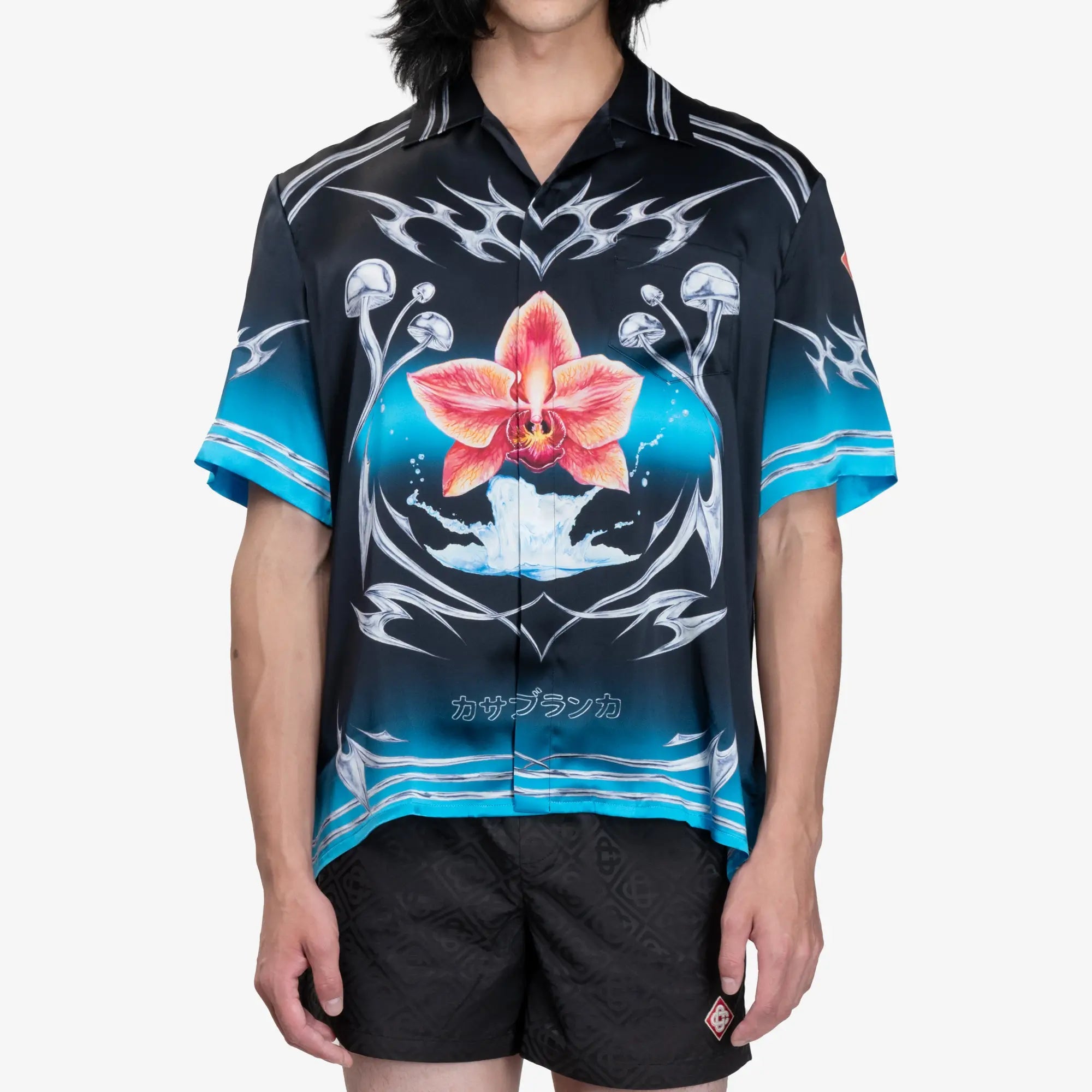 Casablanca Blades Cuban Collar SS Shirt Black - 1